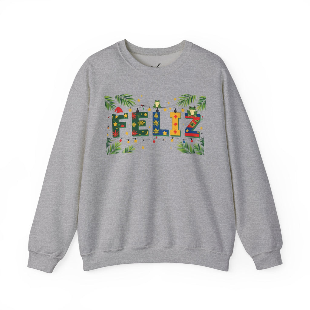 Feliz Holiday Crewneck Sweatshirt, Christmas Gift, Unisex Sweatshirt, Cozy Winter Apparel, Festive Wear - Metamorphosis Creations