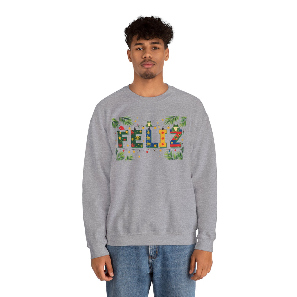 Feliz Holiday Crewneck Sweatshirt, Christmas Gift, Unisex Sweatshirt, Cozy Winter Apparel, Festive Wear - Metamorphosis Creations