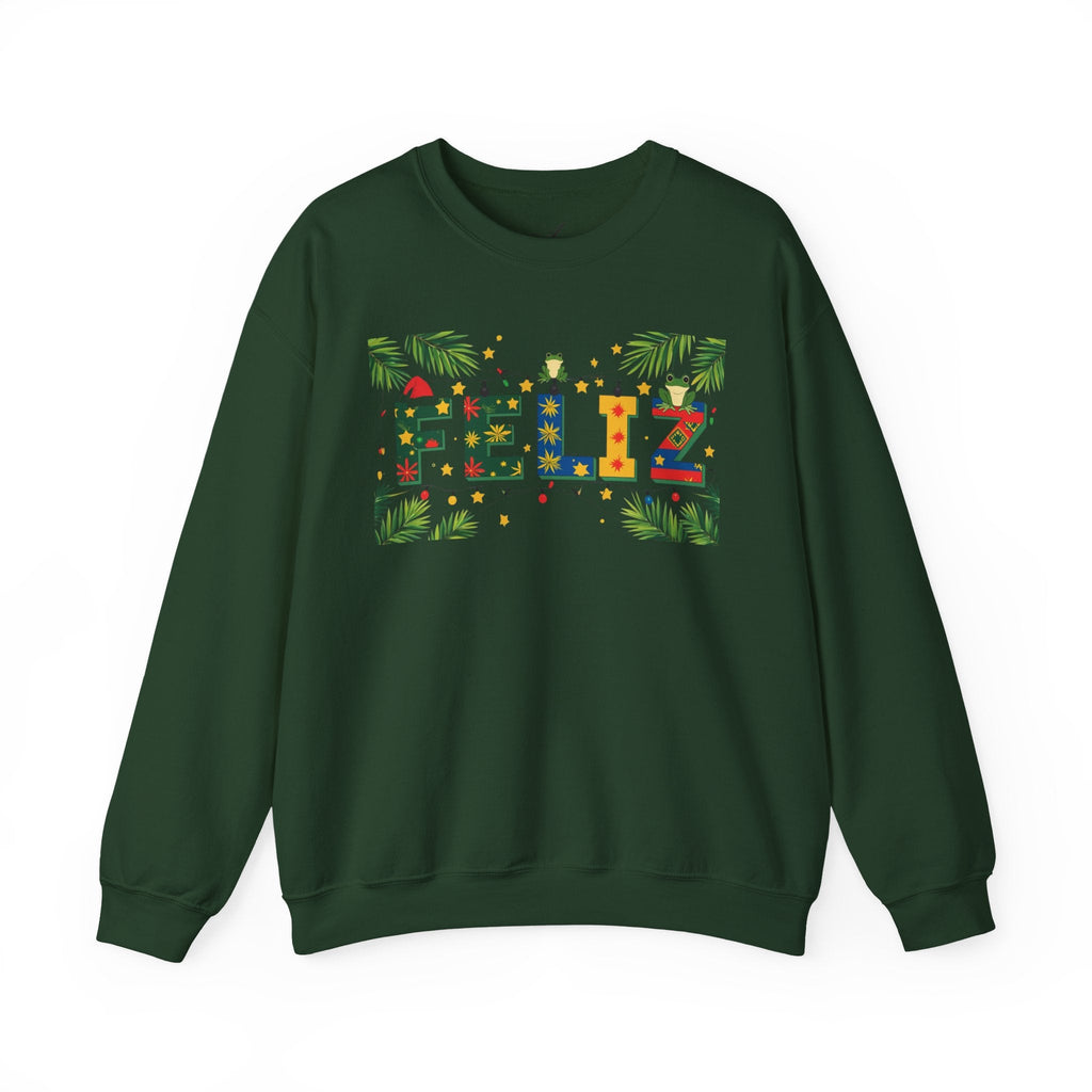 Feliz Holiday Crewneck Sweatshirt, Christmas Gift, Unisex Sweatshirt, Cozy Winter Apparel, Festive Wear - Metamorphosis Creations