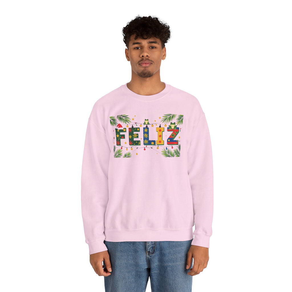 Feliz Holiday Crewneck Sweatshirt, Christmas Gift, Unisex Sweatshirt, Cozy Winter Apparel, Festive Wear - Metamorphosis Creations