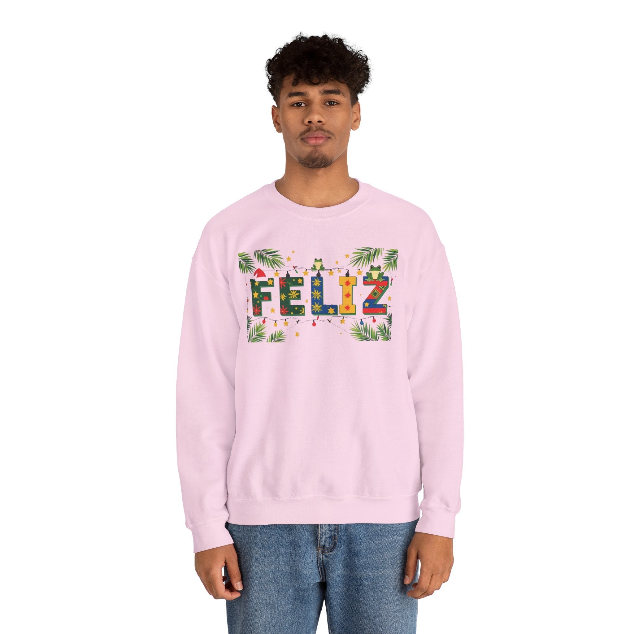 Feliz Holiday Crewneck Sweatshirt, Christmas Gift, Unisex Sweatshirt, Cozy Winter Apparel, Festive Wear - Metamorphosis Creations