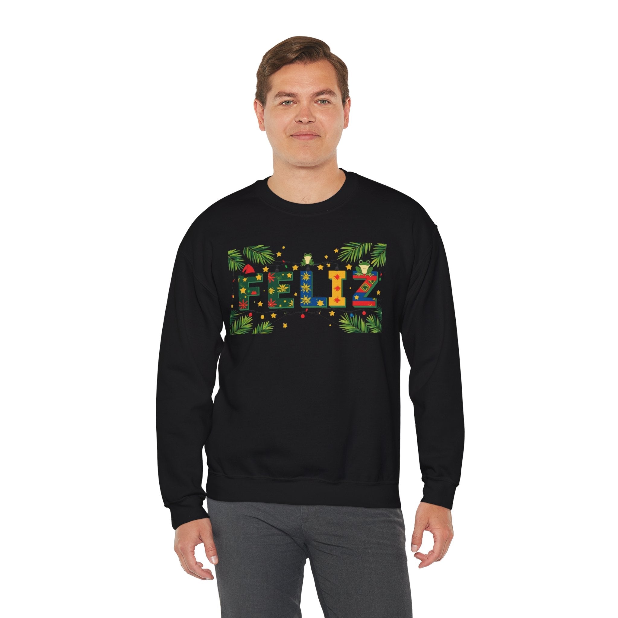 Feliz Holiday Crewneck Sweatshirt, Christmas Gift, Unisex Sweatshirt, Cozy Winter Apparel, Festive Wear - Metamorphosis Creations