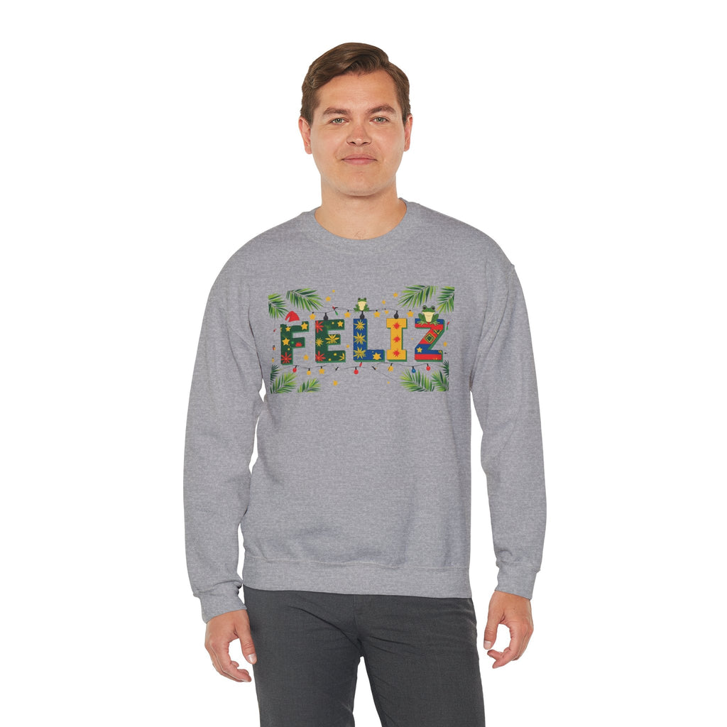 Feliz Holiday Crewneck Sweatshirt, Christmas Gift, Unisex Sweatshirt, Cozy Winter Apparel, Festive Wear - Metamorphosis Creations
