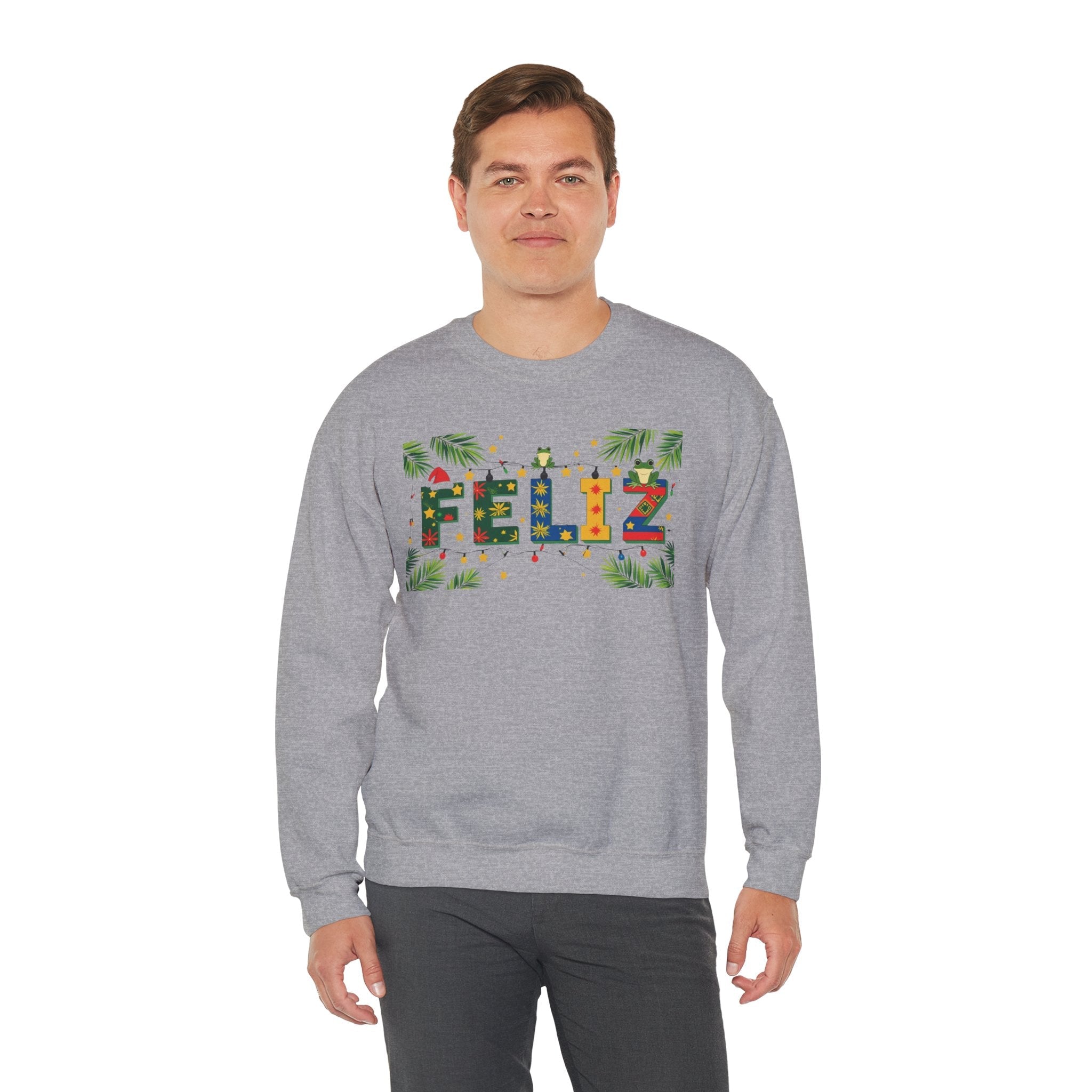 Feliz Holiday Crewneck Sweatshirt, Christmas Gift, Unisex Sweatshirt, Cozy Winter Apparel, Festive Wear - Metamorphosis Creations