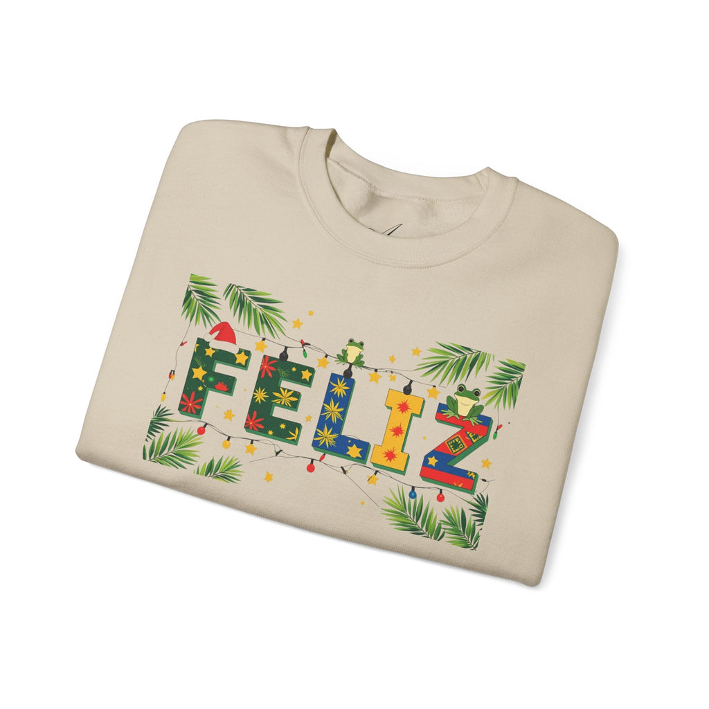 Feliz Holiday Crewneck Sweatshirt, Christmas Gift, Unisex Sweatshirt, Cozy Winter Apparel, Festive Wear - Metamorphosis Creations