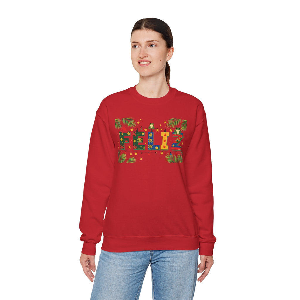 Feliz Holiday Crewneck Sweatshirt, Christmas Gift, Unisex Sweatshirt, Cozy Winter Apparel, Festive Wear - Metamorphosis Creations