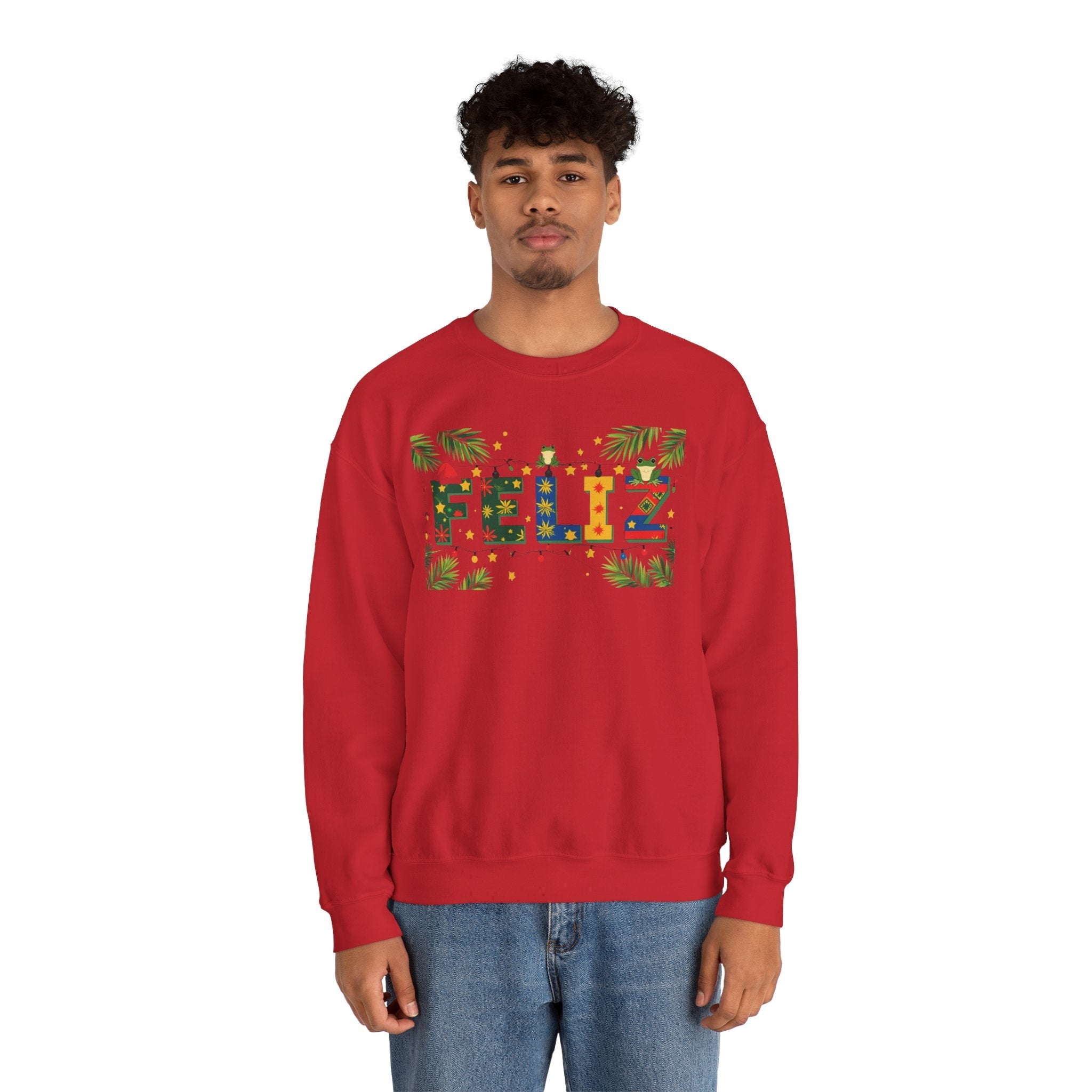 Feliz Holiday Crewneck Sweatshirt, Christmas Gift, Unisex Sweatshirt, Cozy Winter Apparel, Festive Wear - Metamorphosis Creations