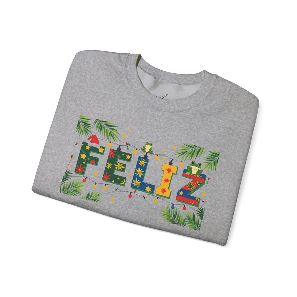 Feliz Holiday Crewneck Sweatshirt, Christmas Gift, Unisex Sweatshirt, Cozy Winter Apparel, Festive Wear - Metamorphosis Creations