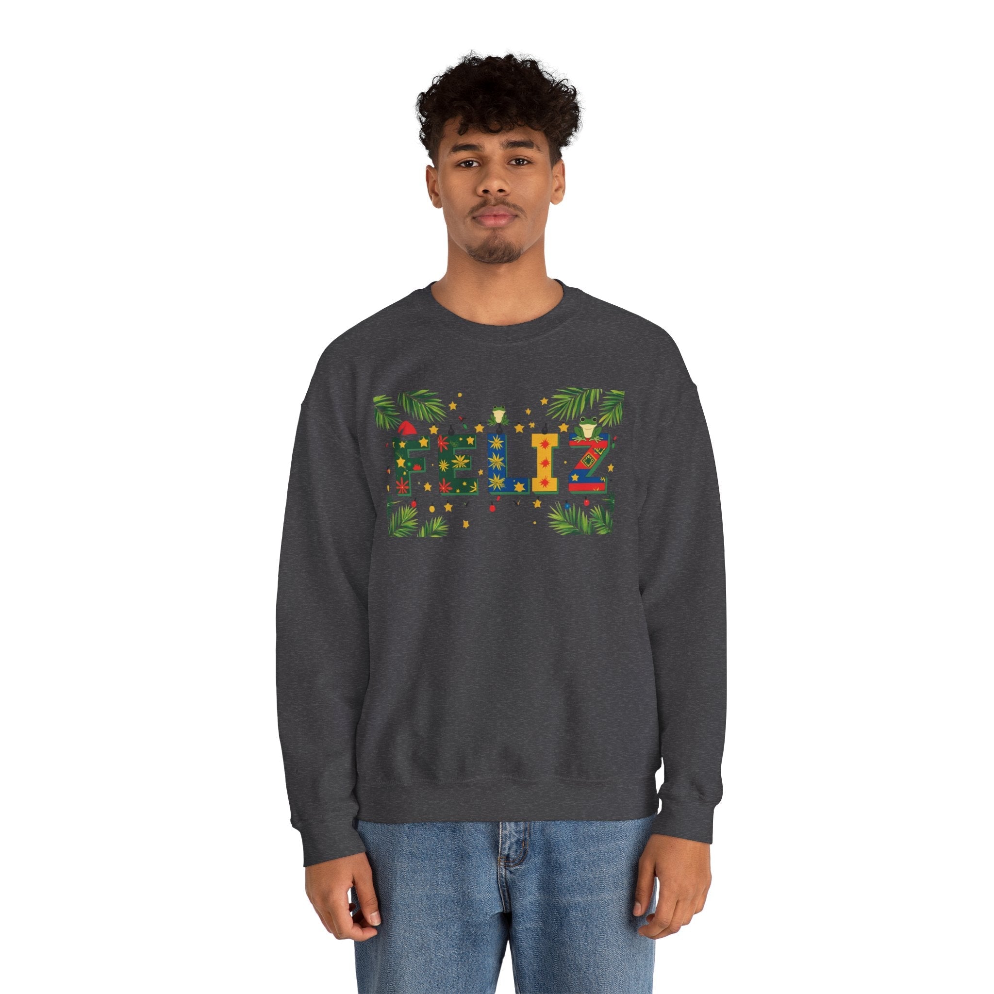 Feliz Holiday Crewneck Sweatshirt, Christmas Gift, Unisex Sweatshirt, Cozy Winter Apparel, Festive Wear - Metamorphosis Creations