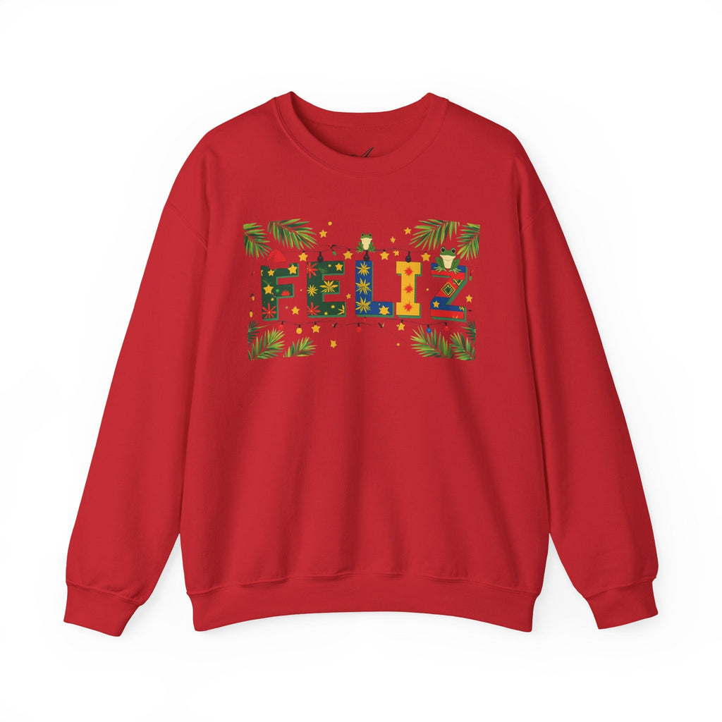 Feliz Holiday Crewneck Sweatshirt, Christmas Gift, Unisex Sweatshirt, Cozy Winter Apparel, Festive Wear - Metamorphosis Creations