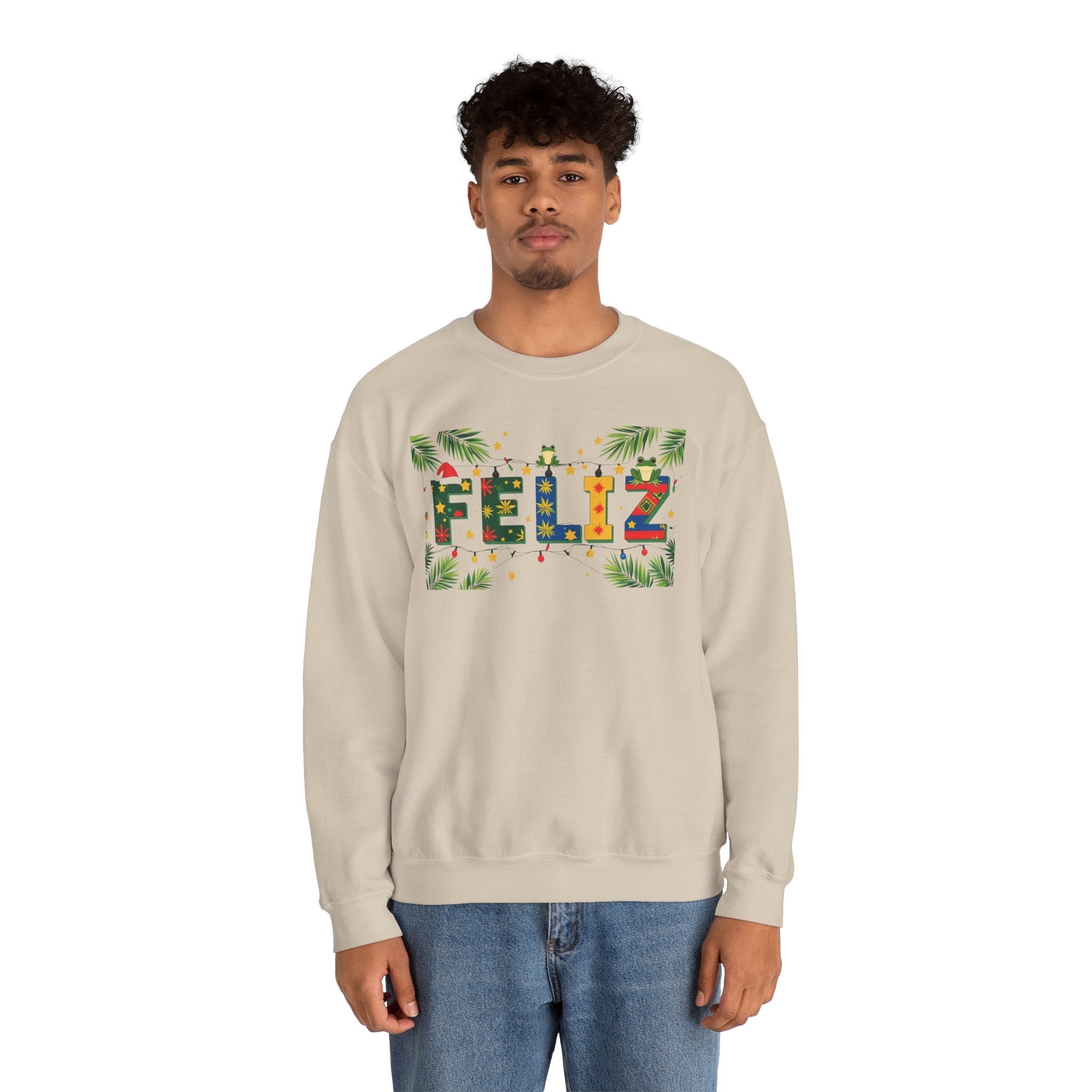 Feliz Holiday Crewneck Sweatshirt, Christmas Gift, Unisex Sweatshirt, Cozy Winter Apparel, Festive Wear - Metamorphosis Creations