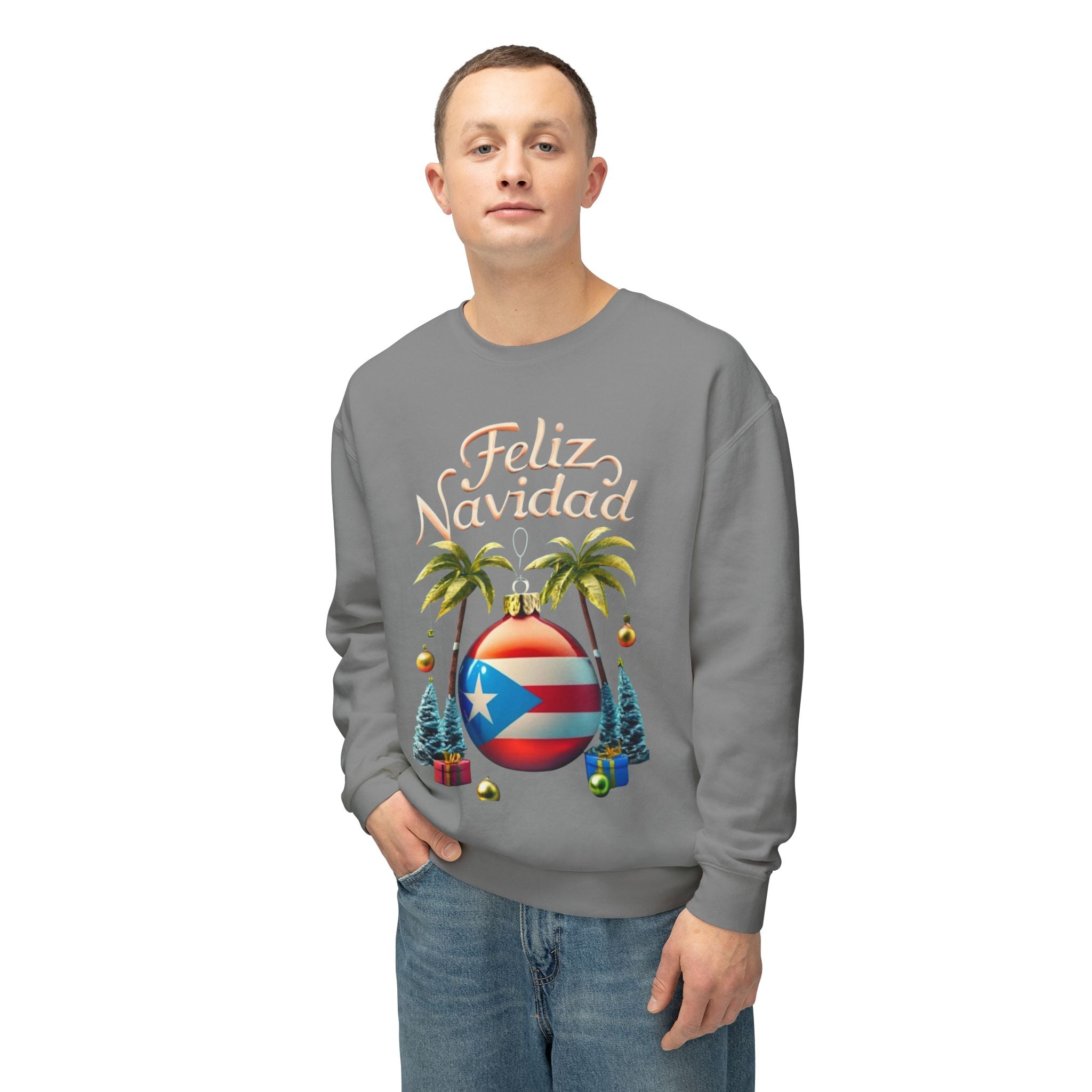 Feliz Navidad Sweatshirt, Holiday Gift, Christmas Apparel, Unisex Crewneck, Tropical Vibes, Puerto Rican Decor, Family Celebration - Metamorphosis Creations