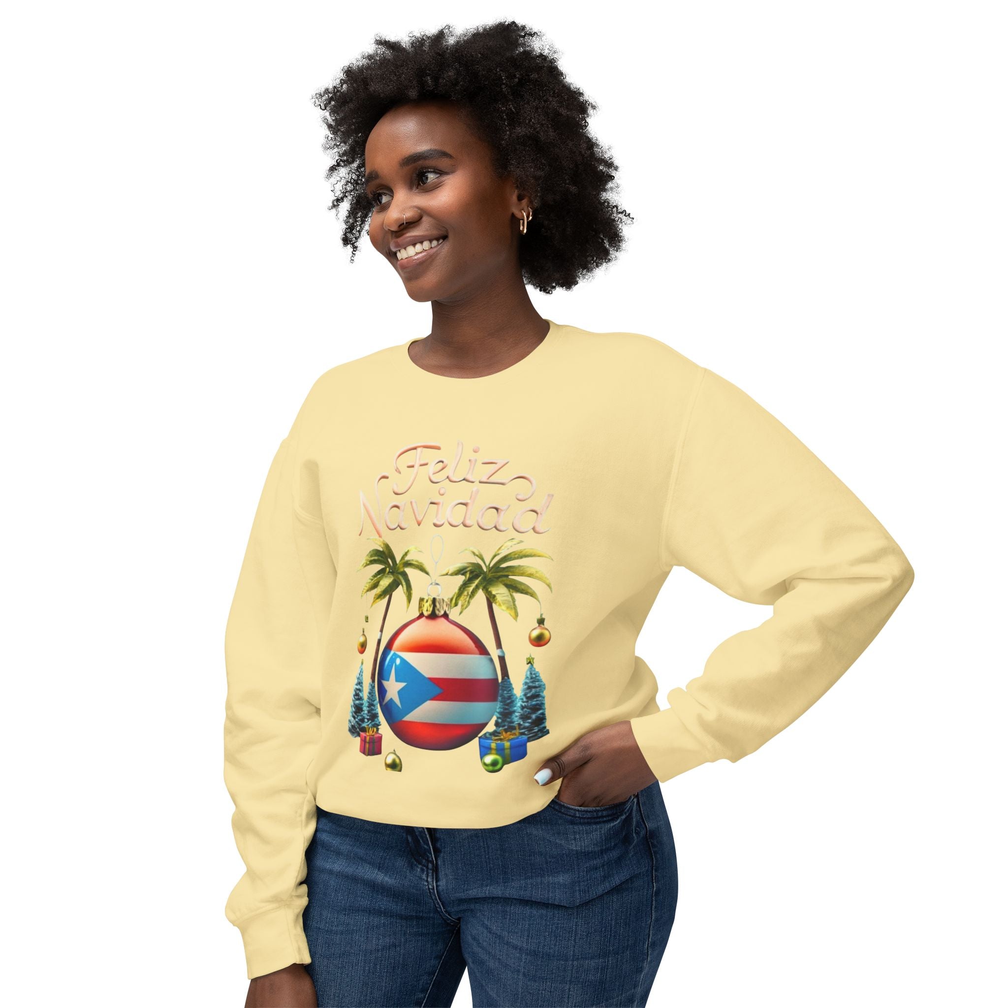 Feliz Navidad Sweatshirt, Holiday Gift, Christmas Apparel, Unisex Crewneck, Tropical Vibes, Puerto Rican Decor, Family Celebration - Metamorphosis Creations