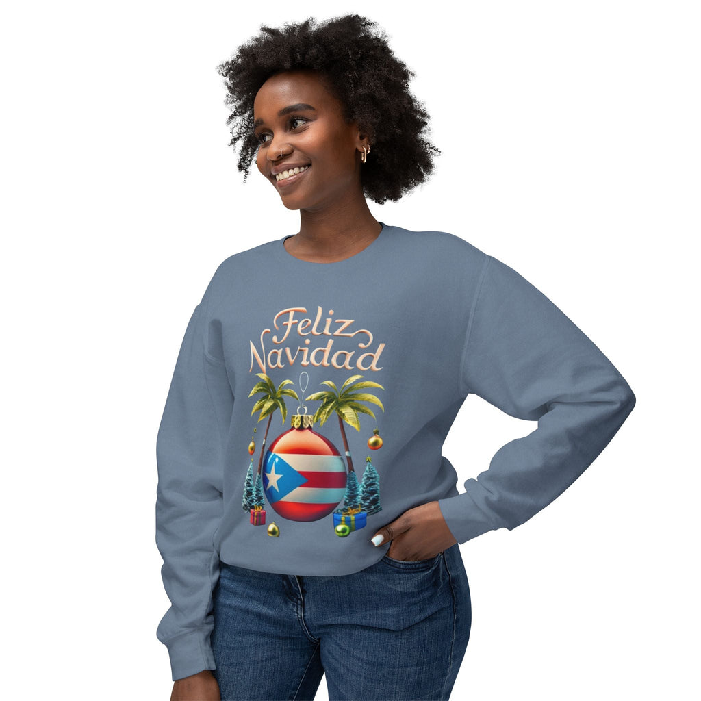 Feliz Navidad Sweatshirt, Holiday Gift, Christmas Apparel, Unisex Crewneck, Tropical Vibes, Puerto Rican Decor, Family Celebration - Metamorphosis Creations