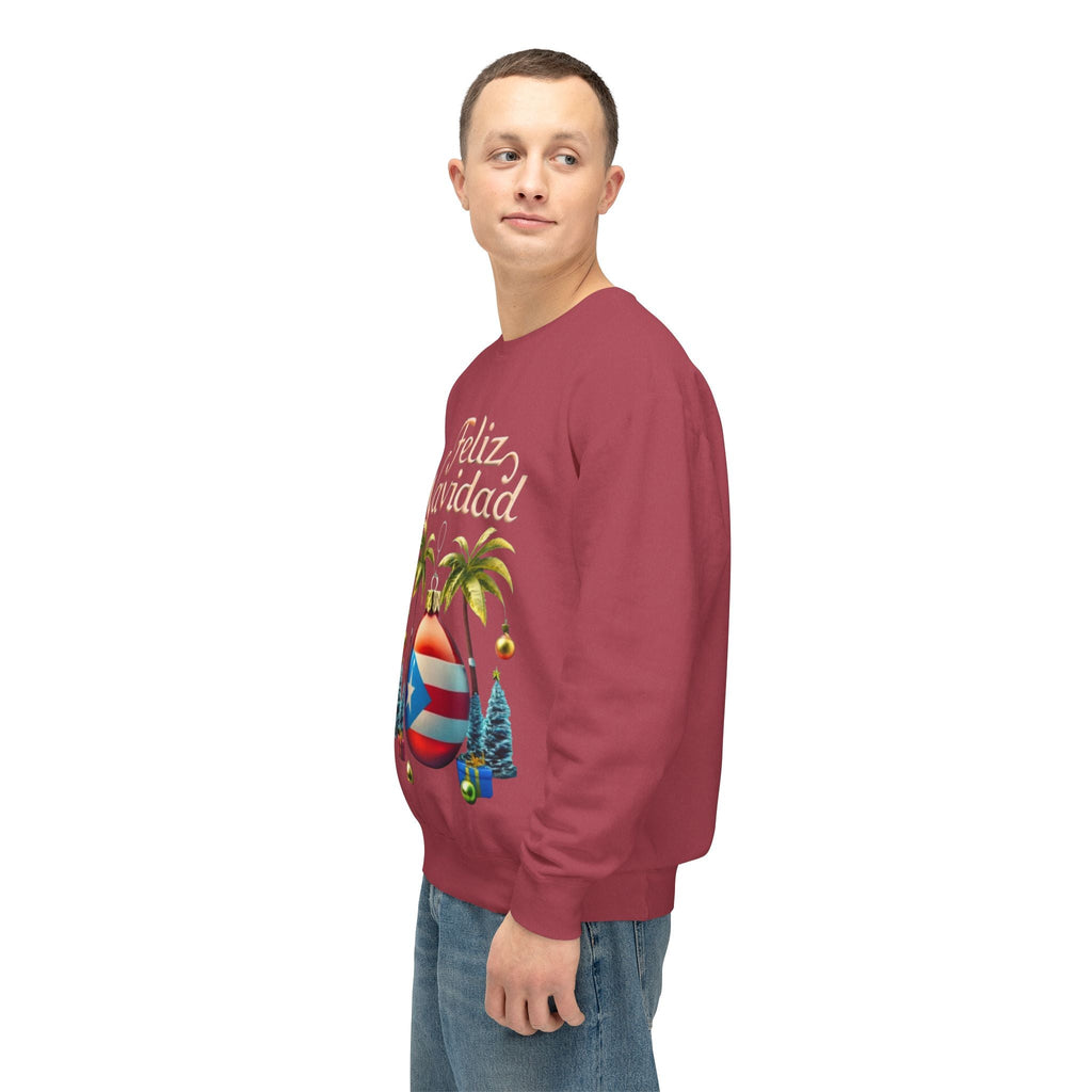 Feliz Navidad Sweatshirt, Holiday Gift, Christmas Apparel, Unisex Crewneck, Tropical Vibes, Puerto Rican Decor, Family Celebration - Metamorphosis Creations