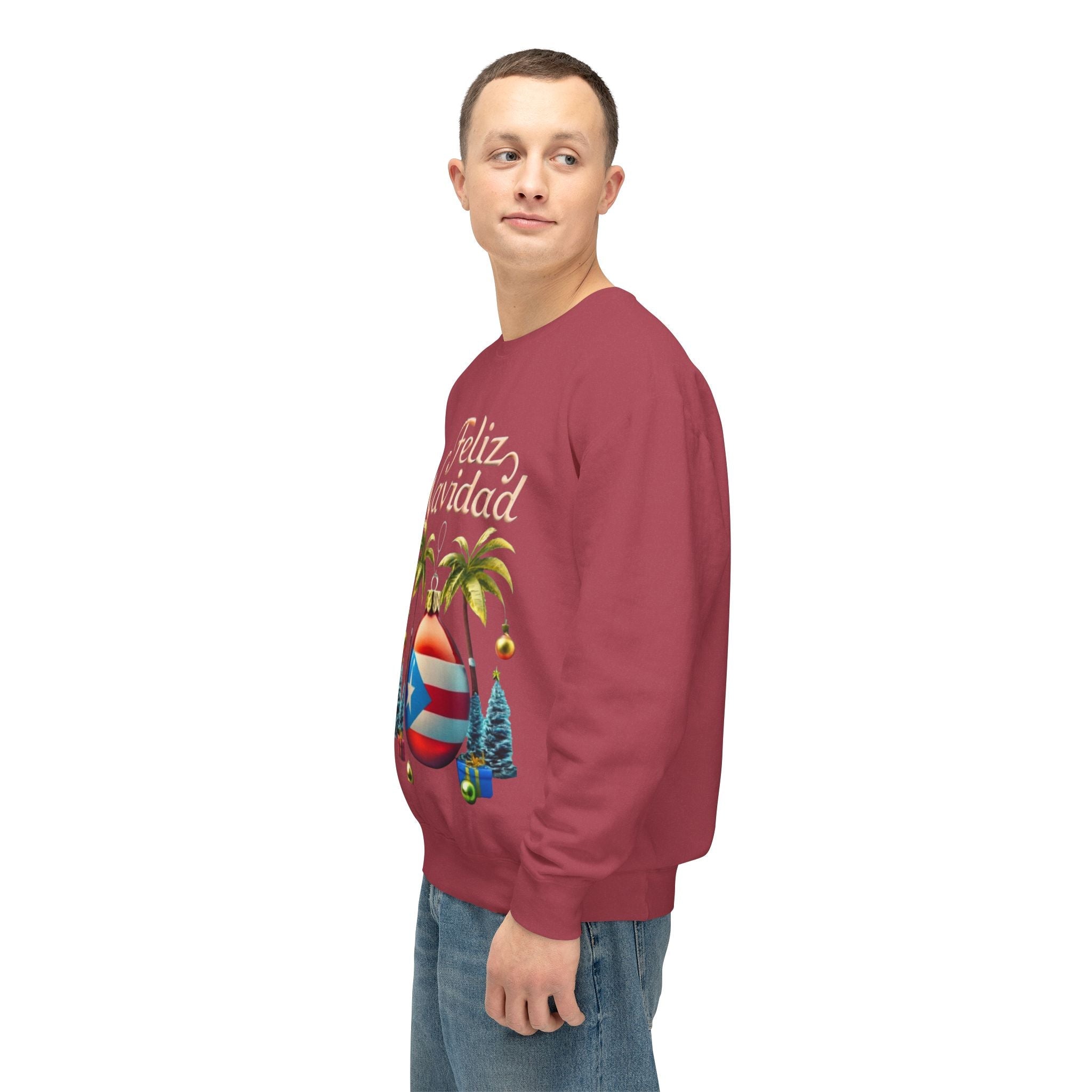 Feliz Navidad Sweatshirt, Holiday Gift, Christmas Apparel, Unisex Crewneck, Tropical Vibes, Puerto Rican Decor, Family Celebration - Metamorphosis Creations