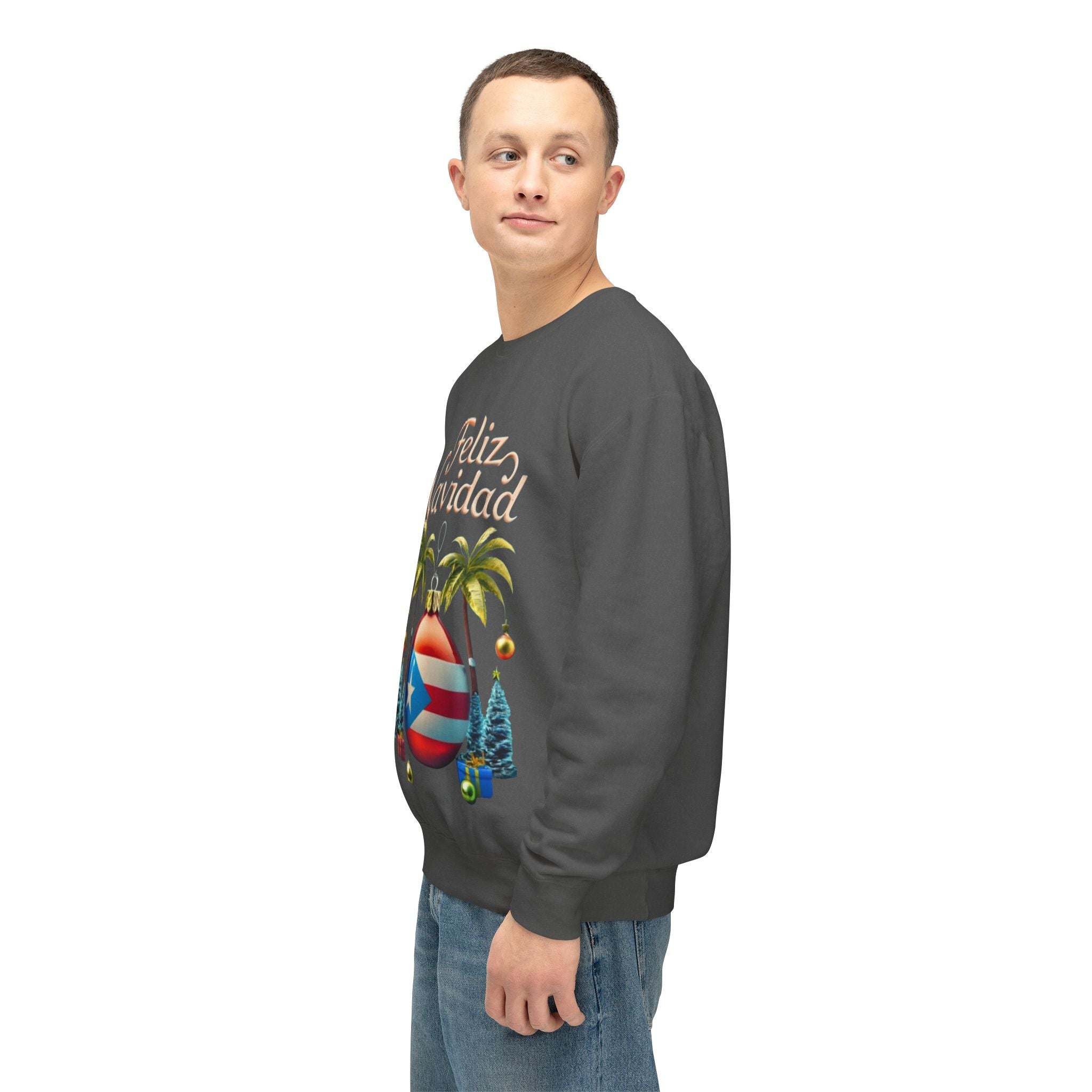 Feliz Navidad Sweatshirt, Holiday Gift, Christmas Apparel, Unisex Crewneck, Tropical Vibes, Puerto Rican Decor, Family Celebration - Metamorphosis Creations