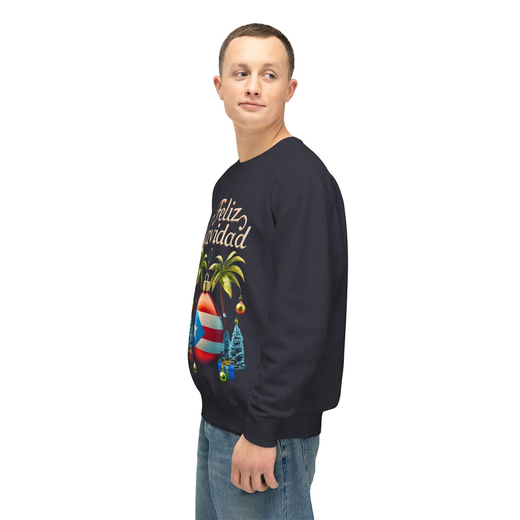 Feliz Navidad Sweatshirt, Holiday Gift, Christmas Apparel, Unisex Crewneck, Tropical Vibes, Puerto Rican Decor, Family Celebration - Metamorphosis Creations