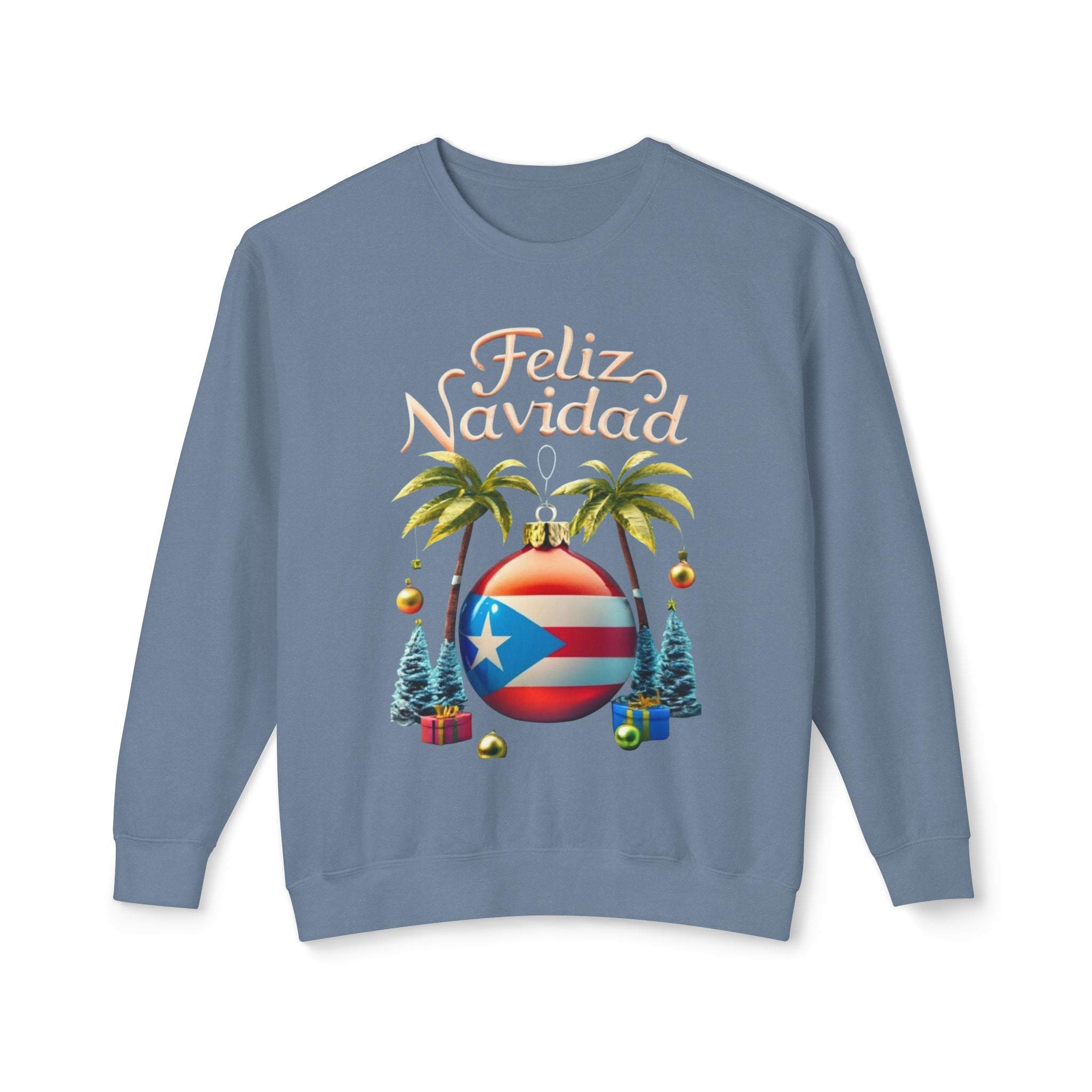 Feliz Navidad Sweatshirt, Holiday Gift, Christmas Apparel, Unisex Crewneck, Tropical Vibes, Puerto Rican Decor, Family Celebration - Metamorphosis Creations
