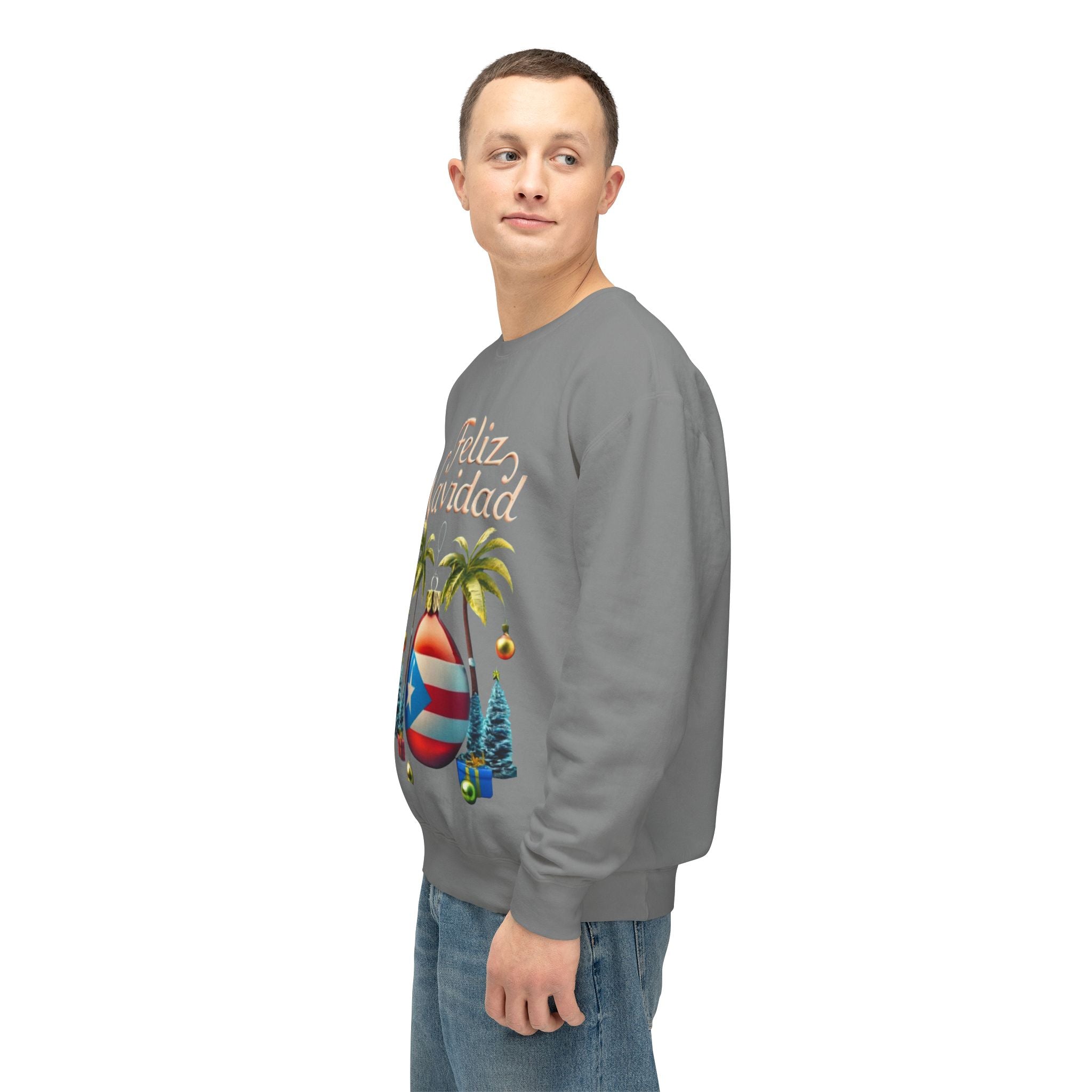 Feliz Navidad Sweatshirt, Holiday Gift, Christmas Apparel, Unisex Crewneck, Tropical Vibes, Puerto Rican Decor, Family Celebration - Metamorphosis Creations