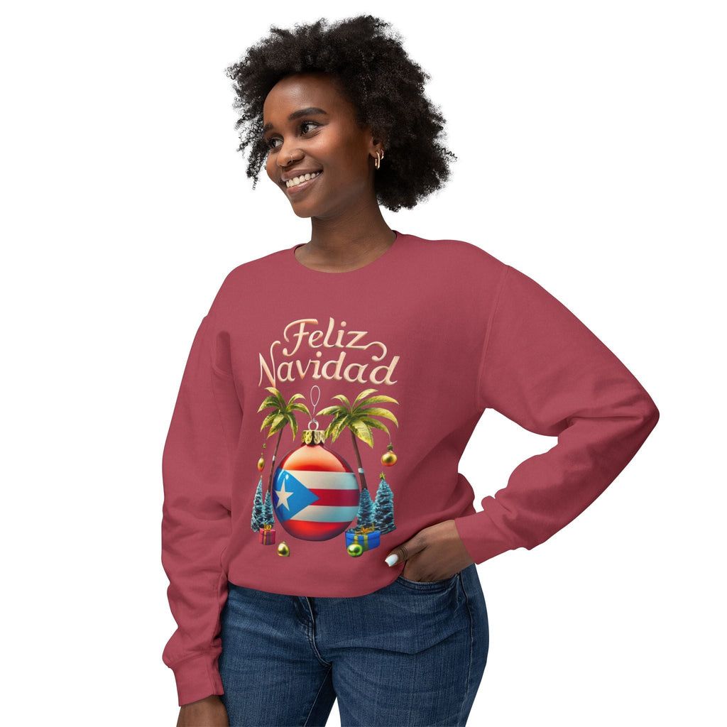 Feliz Navidad Sweatshirt, Holiday Gift, Christmas Apparel, Unisex Crewneck, Tropical Vibes, Puerto Rican Decor, Family Celebration - Metamorphosis Creations