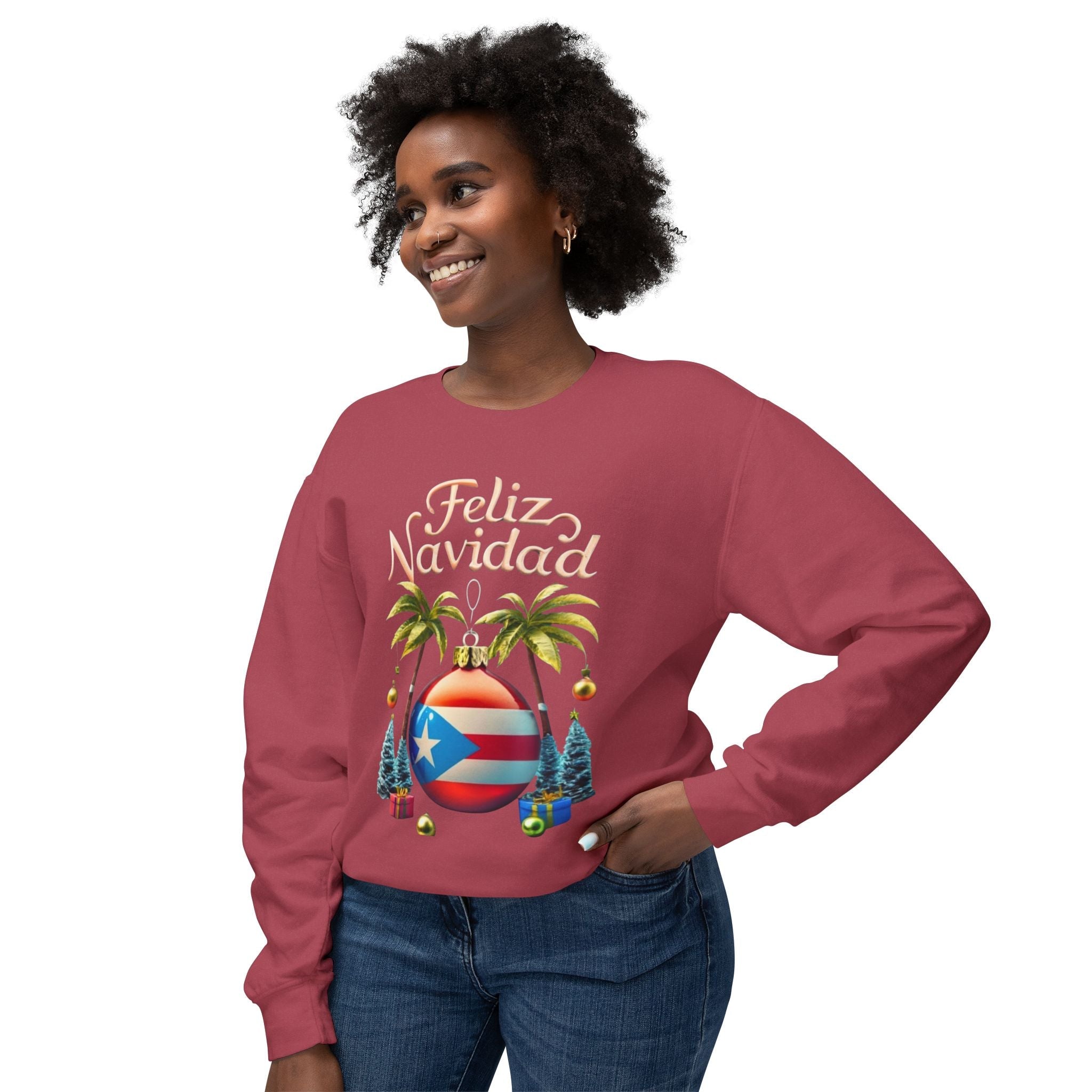 Feliz Navidad Sweatshirt, Holiday Gift, Christmas Apparel, Unisex Crewneck, Tropical Vibes, Puerto Rican Decor, Family Celebration - Metamorphosis Creations