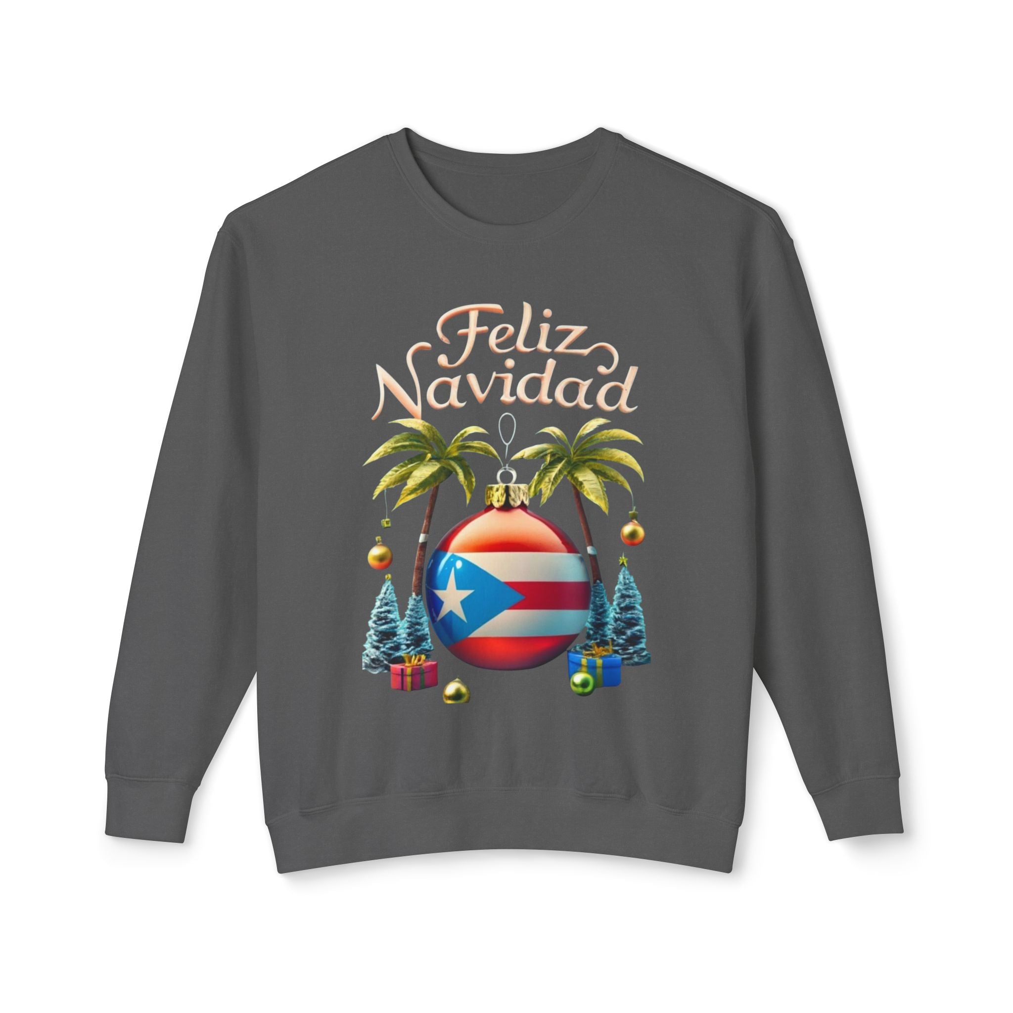 Feliz Navidad Sweatshirt, Holiday Gift, Christmas Apparel, Unisex Crewneck, Tropical Vibes, Puerto Rican Decor, Family Celebration - Metamorphosis Creations