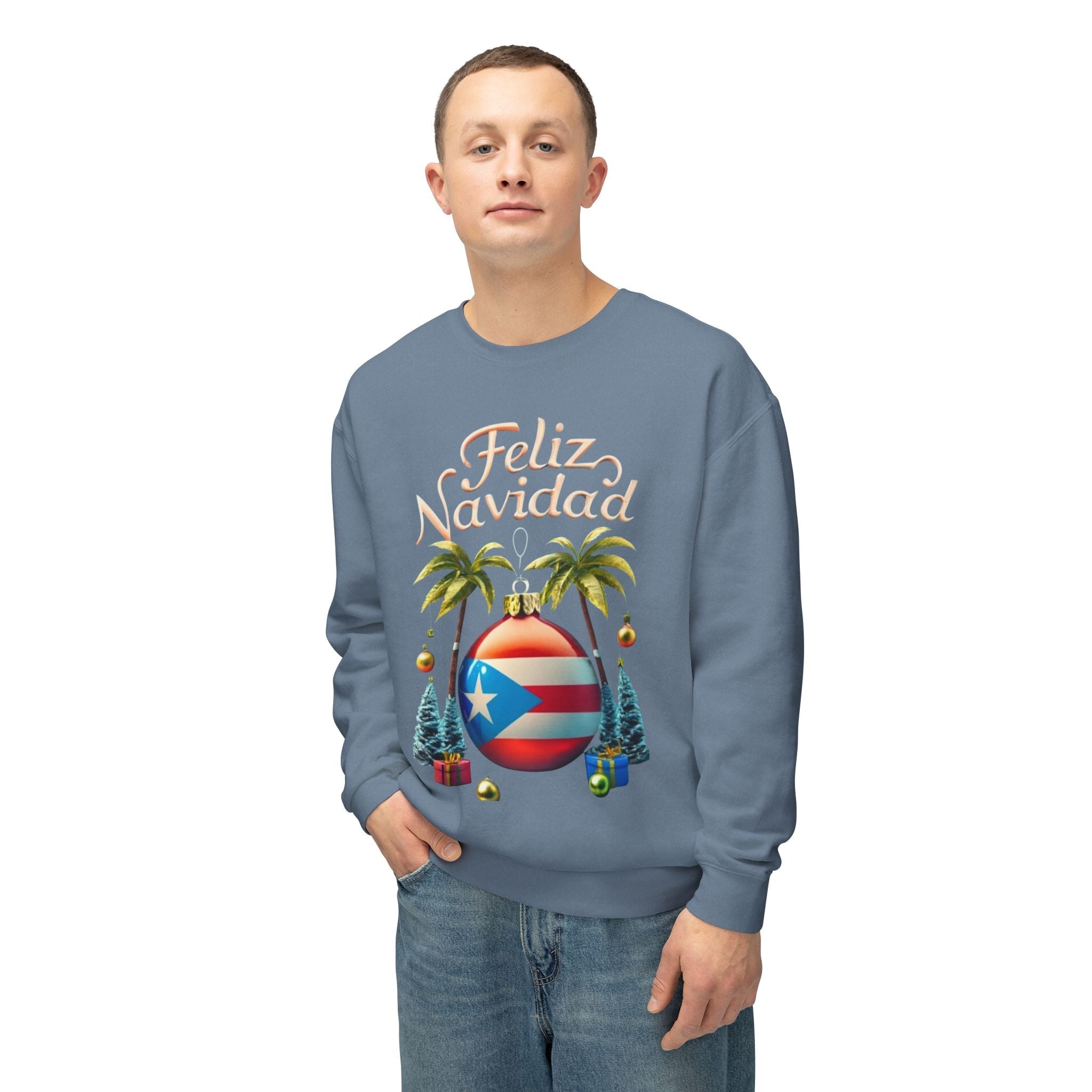 Feliz Navidad Sweatshirt, Holiday Gift, Christmas Apparel, Unisex Crewneck, Tropical Vibes, Puerto Rican Decor, Family Celebration - Metamorphosis Creations