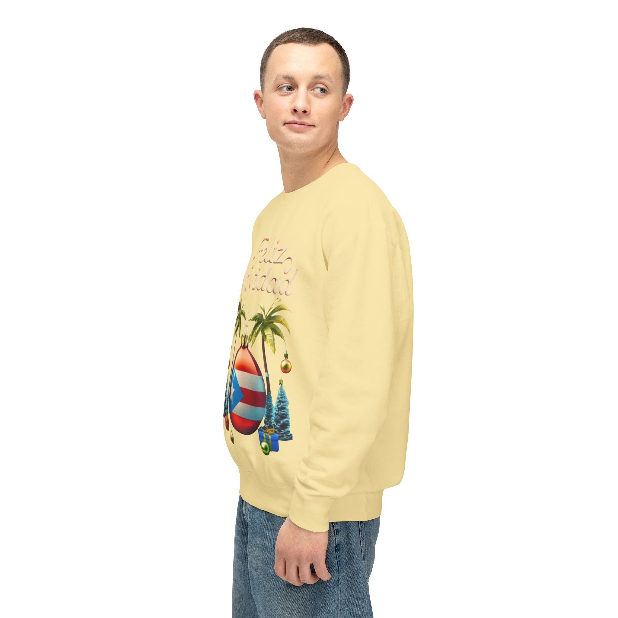 Feliz Navidad Sweatshirt, Holiday Gift, Christmas Apparel, Unisex Crewneck, Tropical Vibes, Puerto Rican Decor, Family Celebration - Metamorphosis Creations