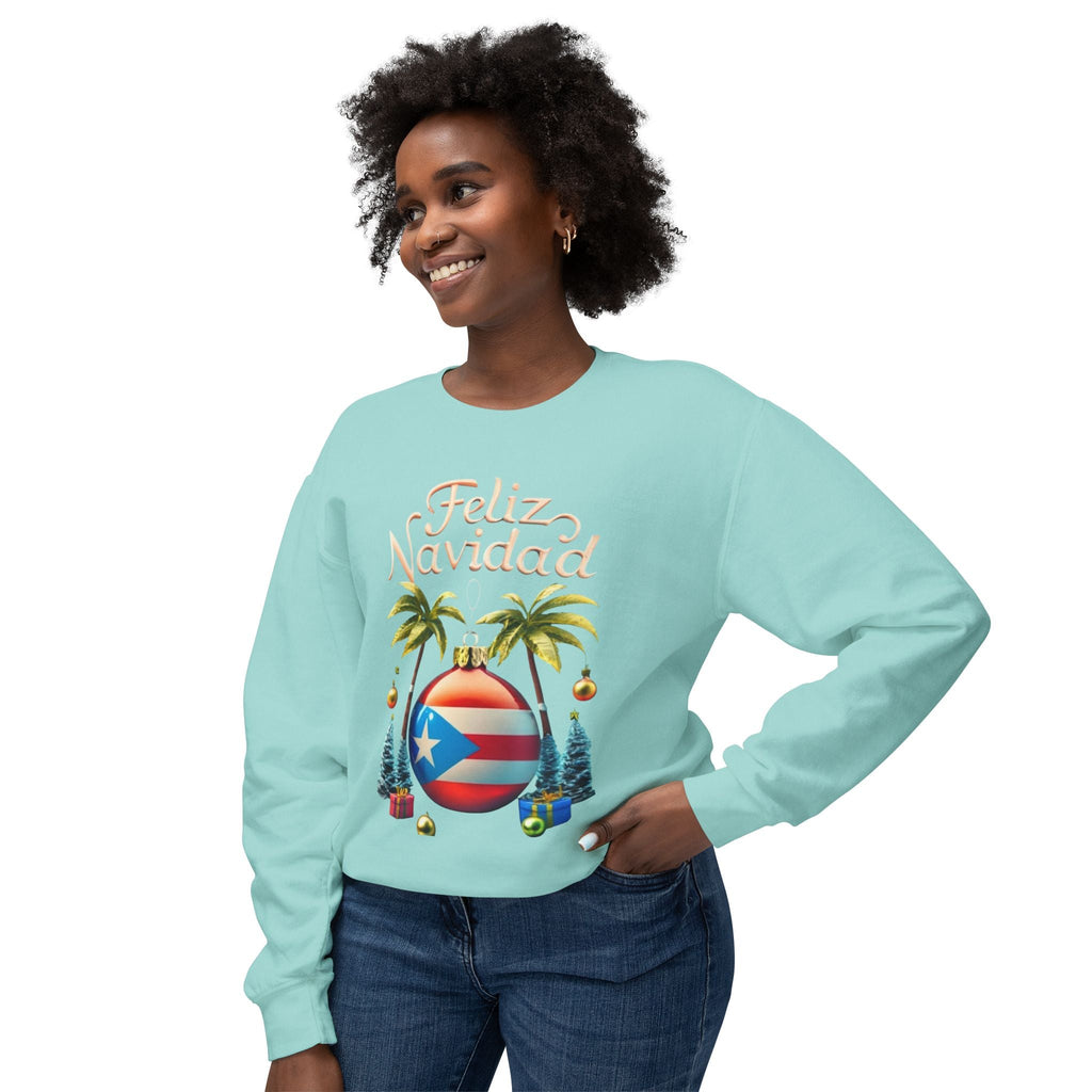 Feliz Navidad Sweatshirt, Holiday Gift, Christmas Apparel, Unisex Crewneck, Tropical Vibes, Puerto Rican Decor, Family Celebration - Metamorphosis Creations