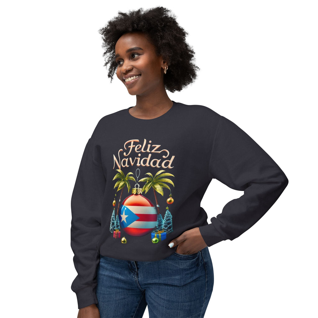 Feliz Navidad Sweatshirt, Holiday Gift, Christmas Apparel, Unisex Crewneck, Tropical Vibes, Puerto Rican Decor, Family Celebration - Metamorphosis Creations