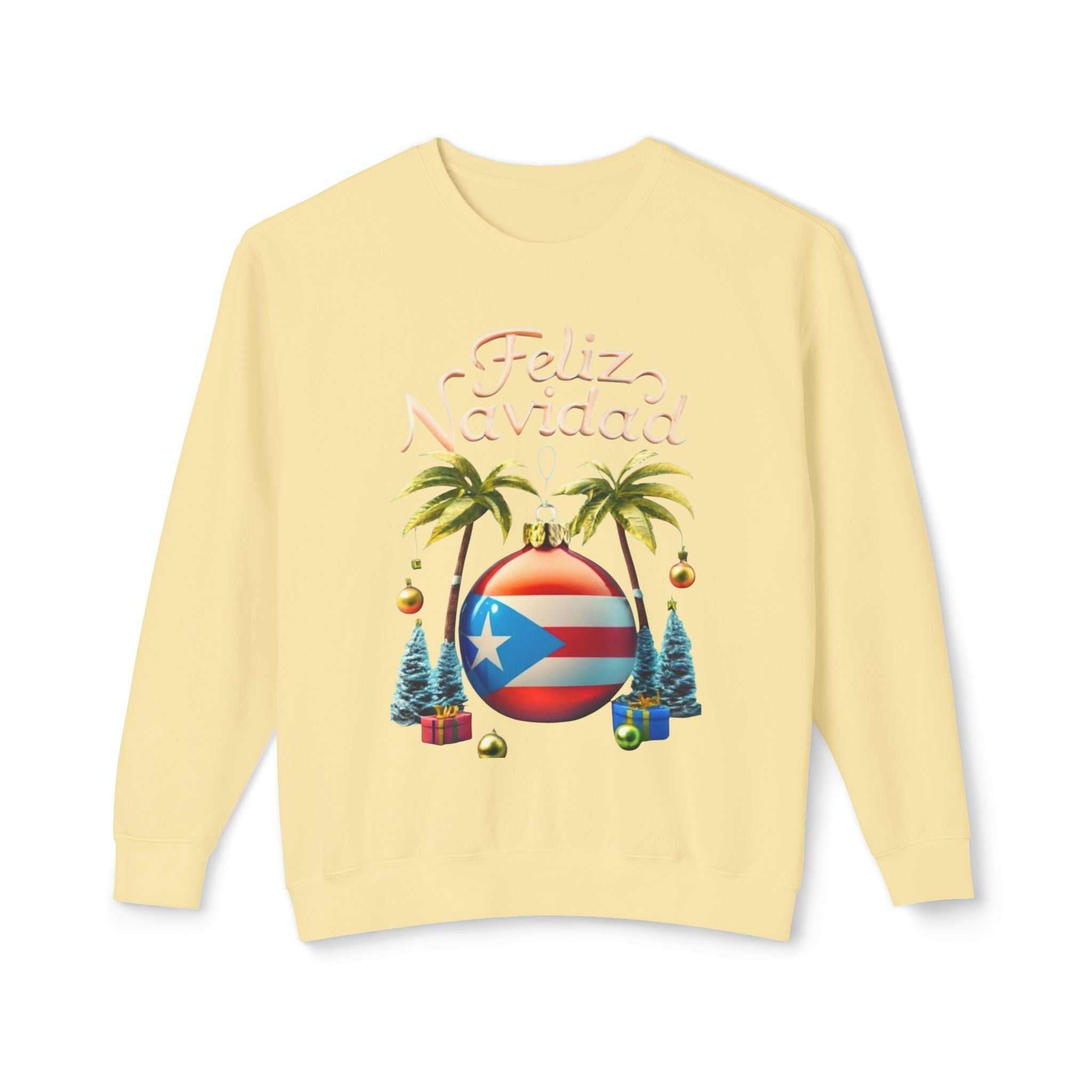 Feliz Navidad Sweatshirt, Holiday Gift, Christmas Apparel, Unisex Crewneck, Tropical Vibes, Puerto Rican Decor, Family Celebration - Metamorphosis Creations