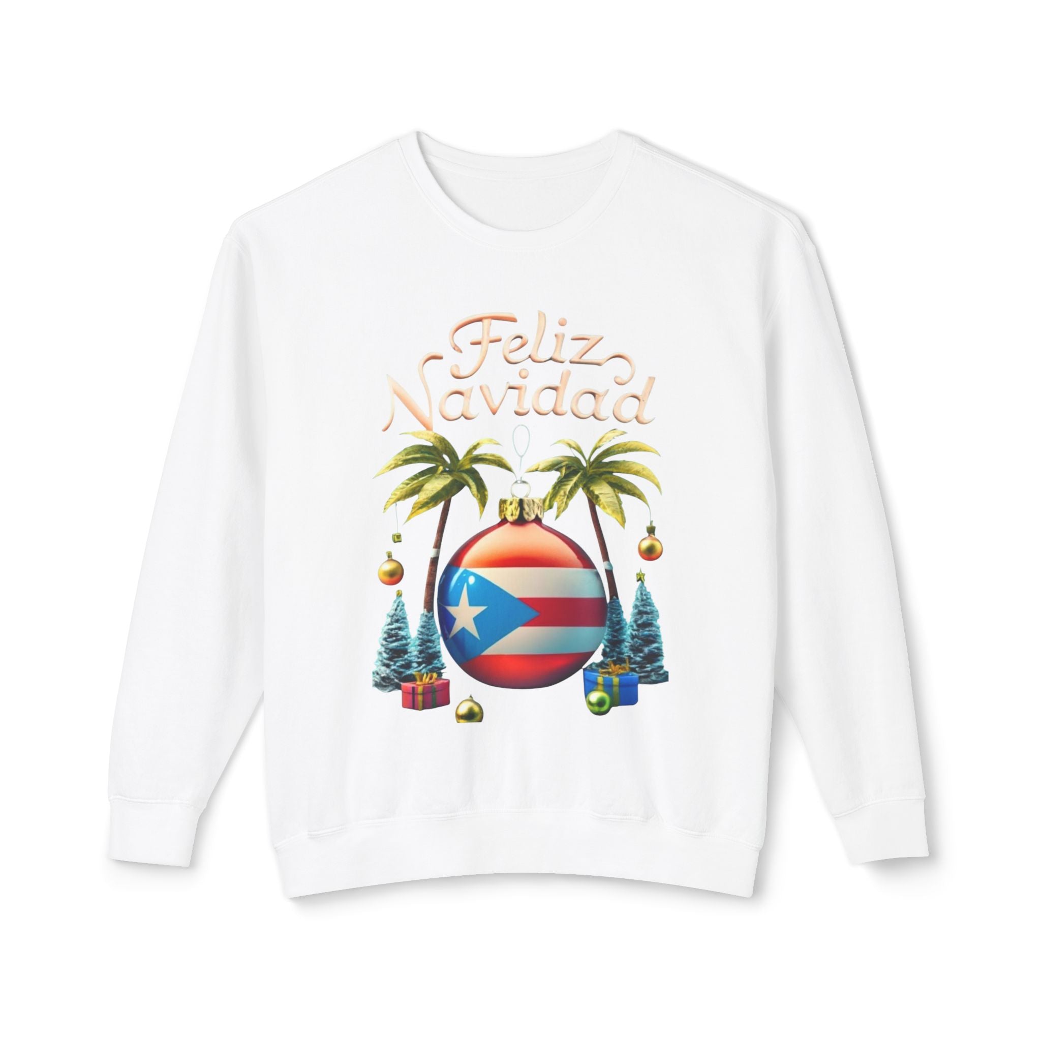 Feliz Navidad Sweatshirt, Holiday Gift, Christmas Apparel, Unisex Crewneck, Tropical Vibes, Puerto Rican Decor, Family Celebration - Metamorphosis Creations