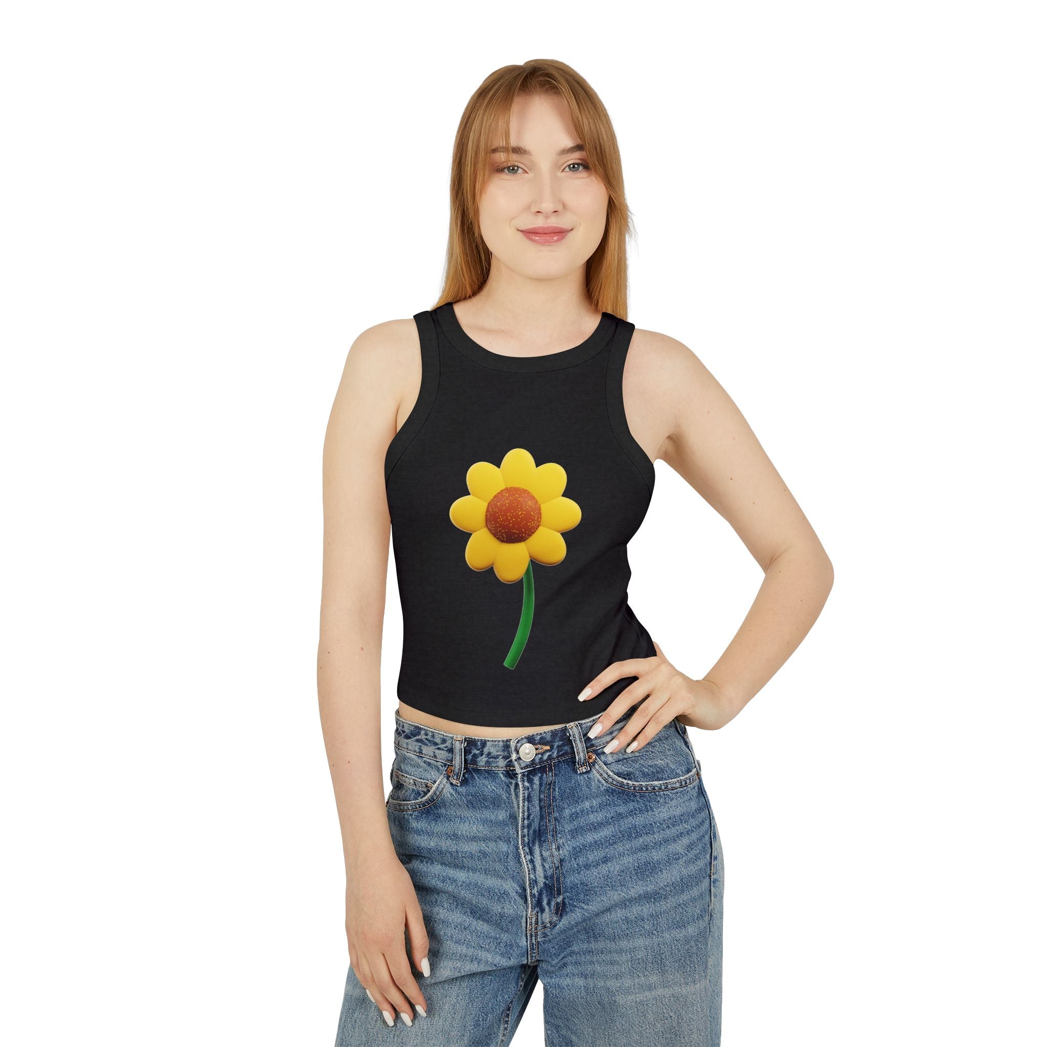 Floral Racer Tank Top Summer Top Women’s Flower Shirt Festival Outfit Top Boho - Metamorphosis Creations