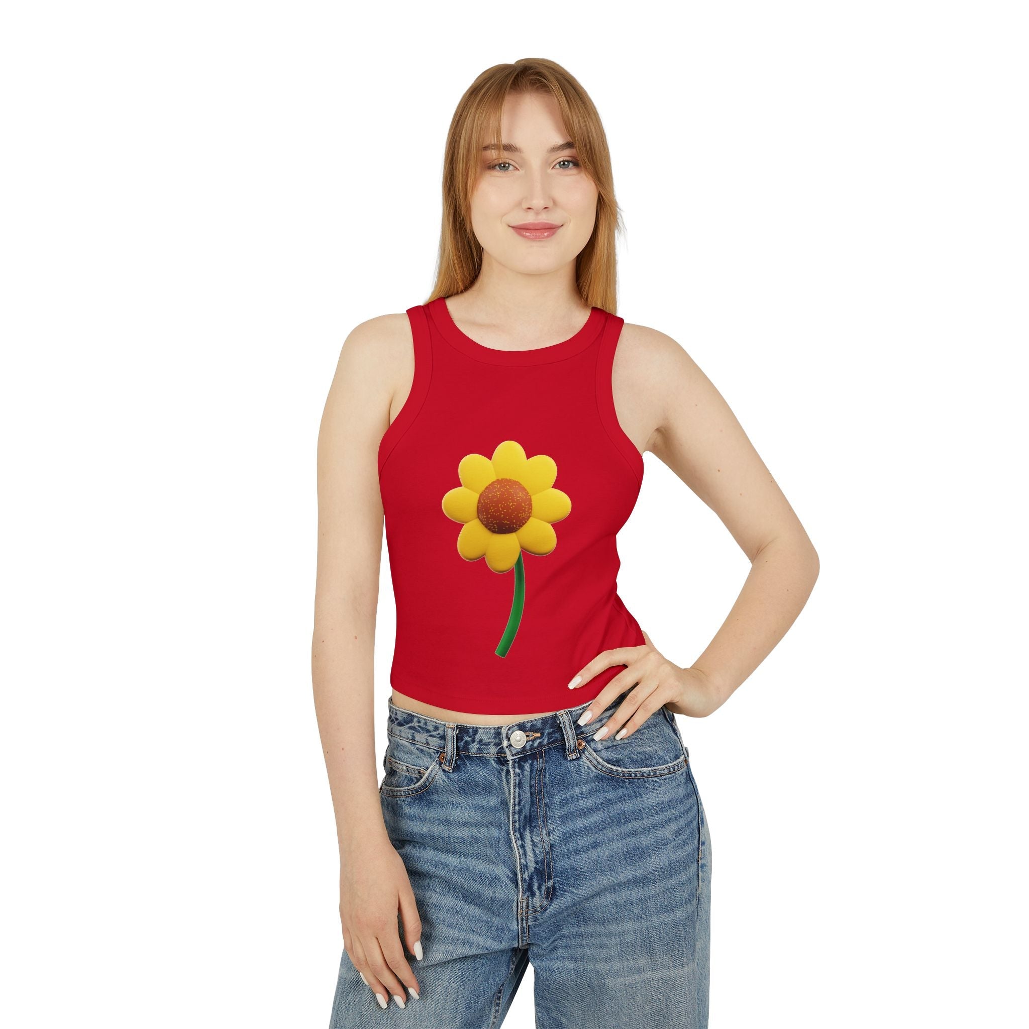 Floral Racer Tank Top Summer Top Women’s Flower Shirt Festival Outfit Top Boho - Metamorphosis Creations
