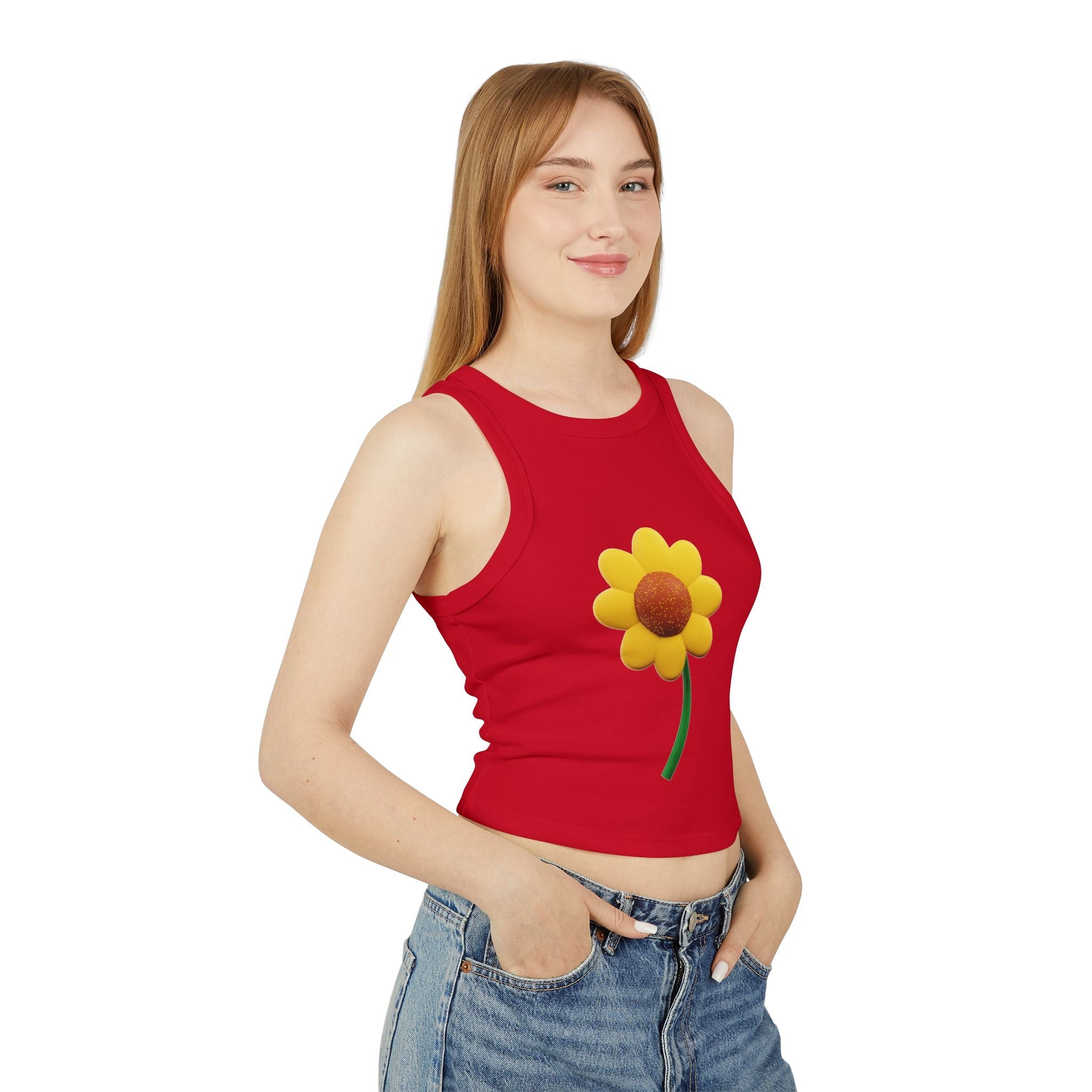 Floral Racer Tank Top Summer Top Women’s Flower Shirt Festival Outfit Top Boho - Metamorphosis Creations