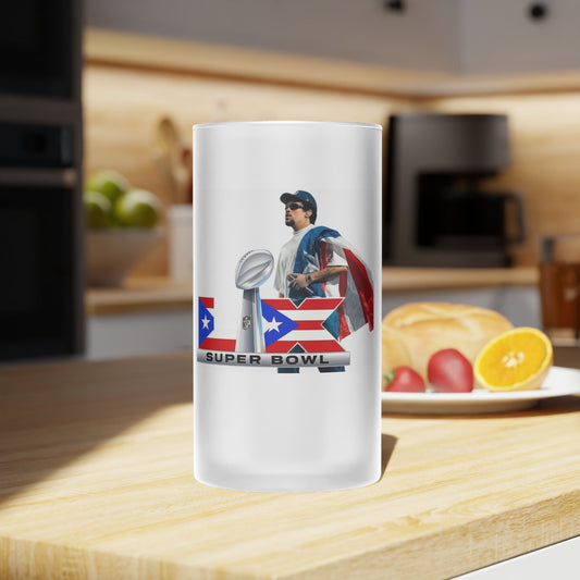 Frosted Glass Beer Mug, Super Bowl Mug, Beer Lover Gift, Celebration Drinkware, Sports Event Party Mug, Customizable Glass - Metamorphosis Creations