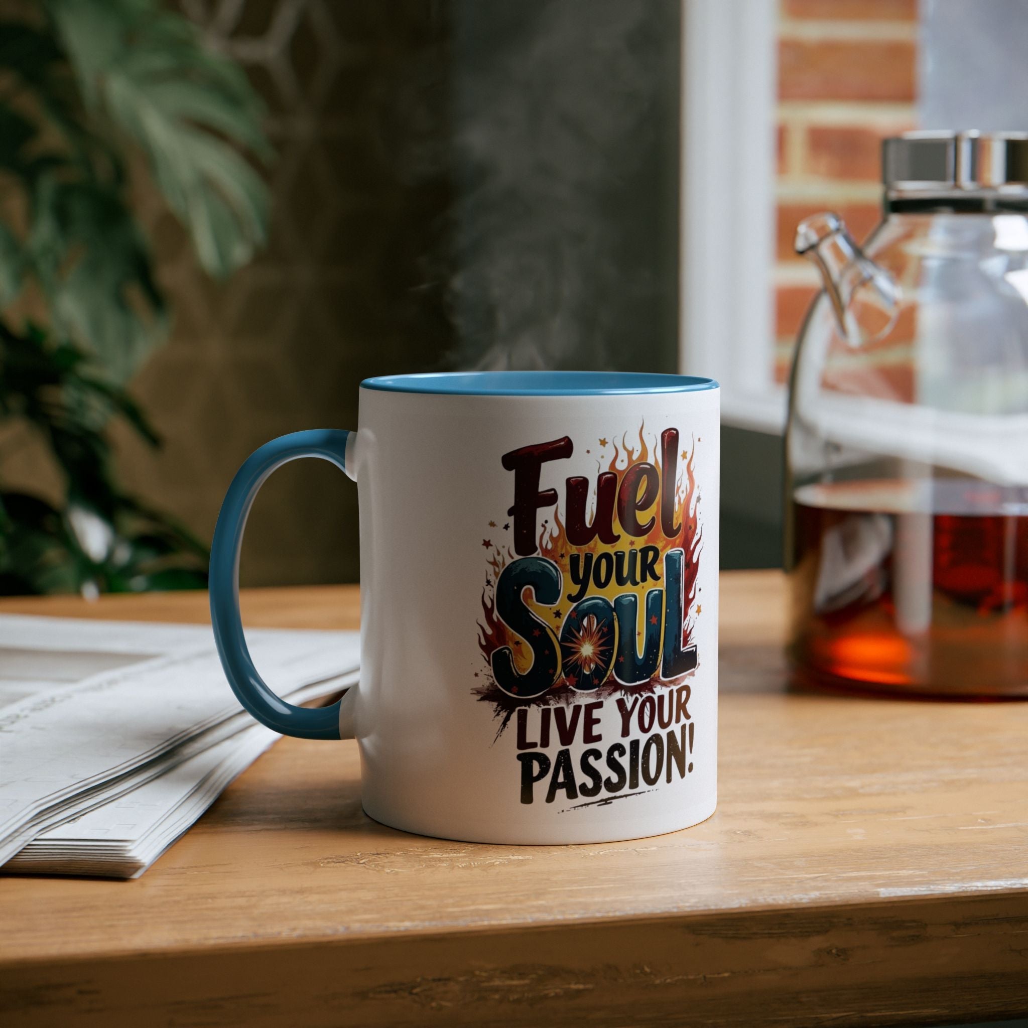 Fuel Your Soul Two - Tone Start your day with meaning. Coffee Mug | Inspirational Mug for Passionate Coffee Lovers, Gift for Creatives, Motivational Drinkware - Metamorphosis Creations