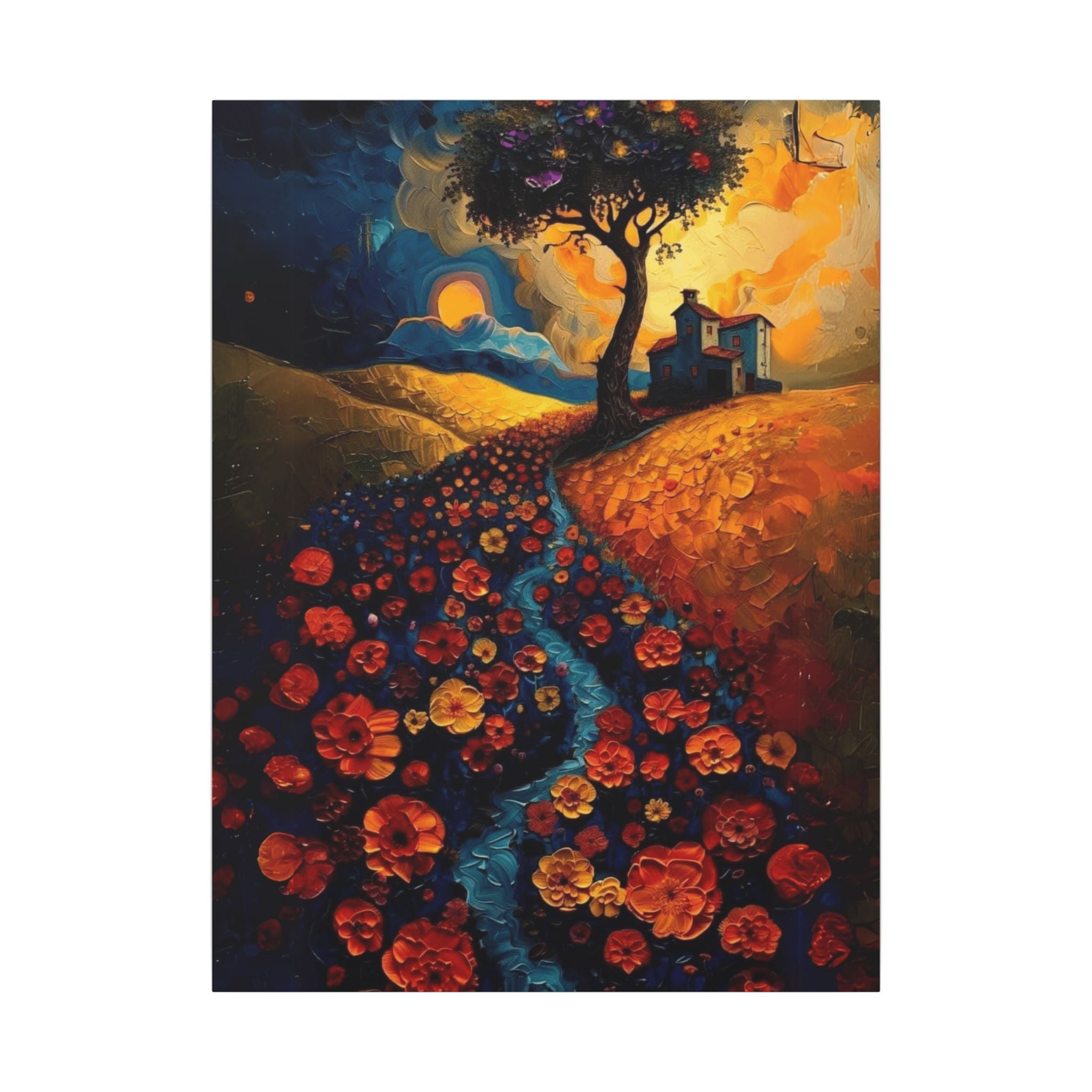 Fuel Your Space with Inspiration Vibrant Floral Canvas Art, Home Decor, Wall Hanging, Gift for Art Lovers, Landscape Painting, Colorful House Decoration - Metamorphosis Creations