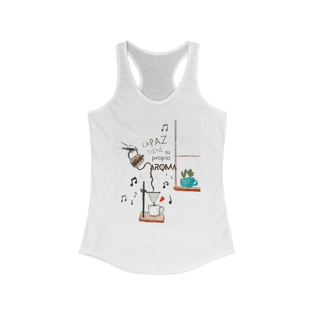 Fuerza, Belleza y Mensaje con Propósito. Cozy Coffee Vibes Racerback Tank | Gift for Coffee Lovers, Casual Wear, Summer Top, Music Inspired Apparel, Beachwear - Metamorphosis Creations