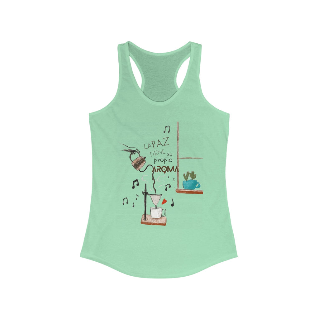 Fuerza, Belleza y Mensaje con Propósito. Cozy Coffee Vibes Racerback Tank | Gift for Coffee Lovers, Casual Wear, Summer Top, Music Inspired Apparel, Beachwear - Metamorphosis Creations