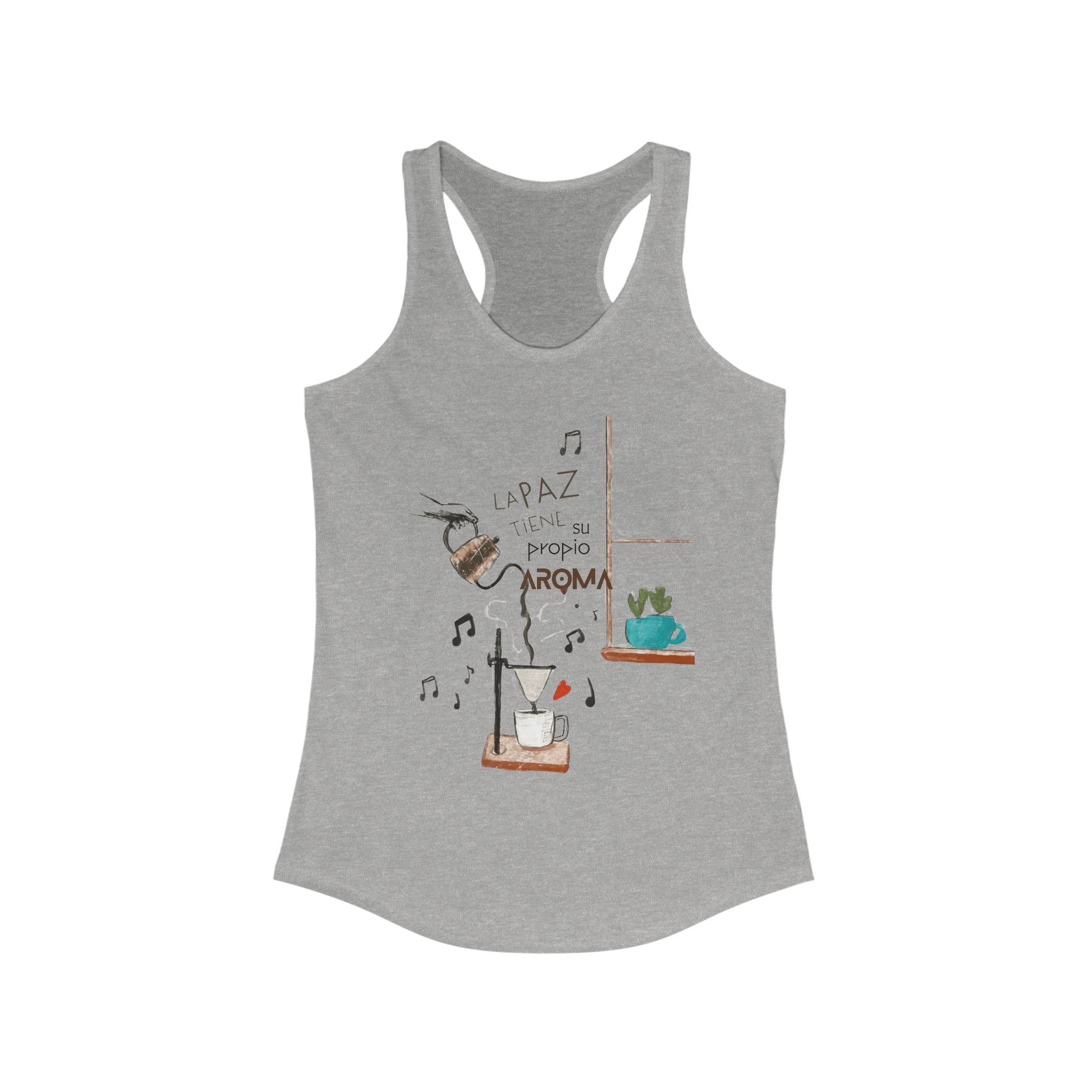 Fuerza, Belleza y Mensaje con Propósito. Cozy Coffee Vibes Racerback Tank | Gift for Coffee Lovers, Casual Wear, Summer Top, Music Inspired Apparel, Beachwear - Metamorphosis Creations