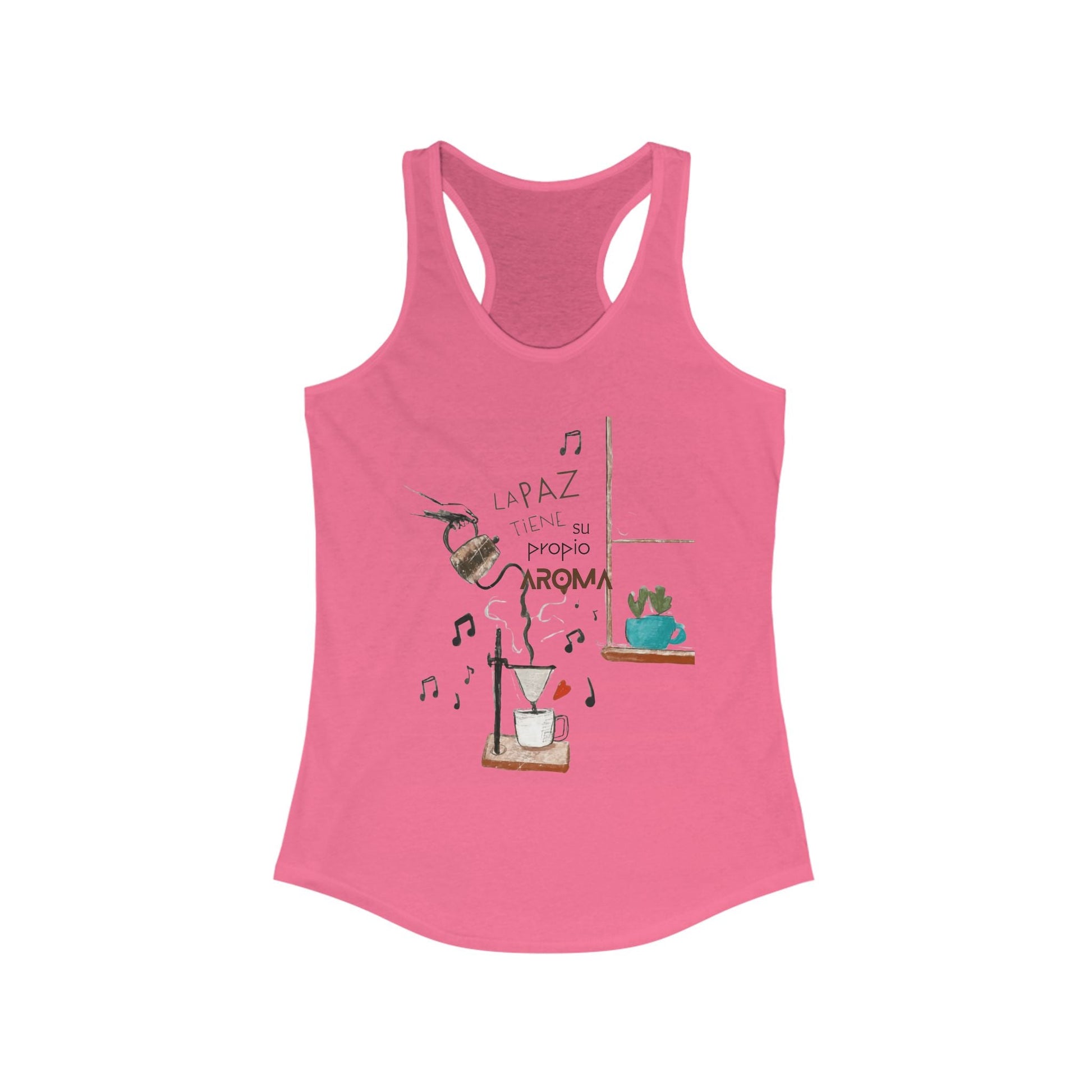 Fuerza, Belleza y Mensaje con Propósito. Cozy Coffee Vibes Racerback Tank | Gift for Coffee Lovers, Casual Wear, Summer Top, Music Inspired Apparel, Beachwear - Metamorphosis Creations