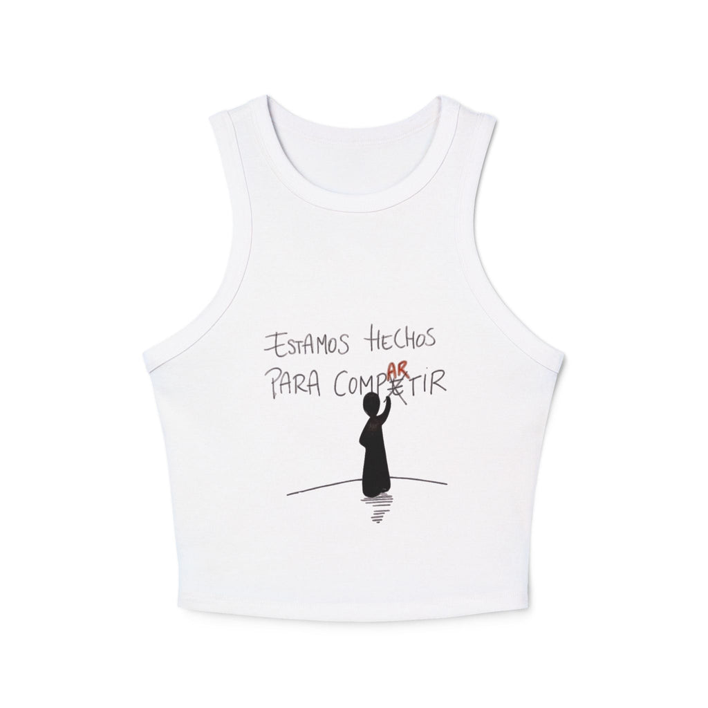 Fuerza, Belleza y Mensaje con Propósito Inspirational Women's Racer Tank Top, Motivational Fitness Shirt, Summer Casual Wear, Gift for Her, Comfortable Activewear, Gym Top - Metamorphosis Creations
