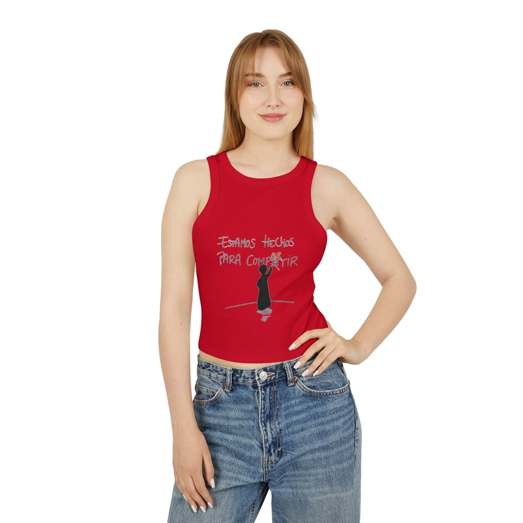 Fuerza, Belleza y Mensaje con Propósito Inspirational Women's Racer Tank Top, Motivational Fitness Shirt, Summer Casual Wear, Gift for Her, Comfortable Activewear, Gym Top - Metamorphosis Creations