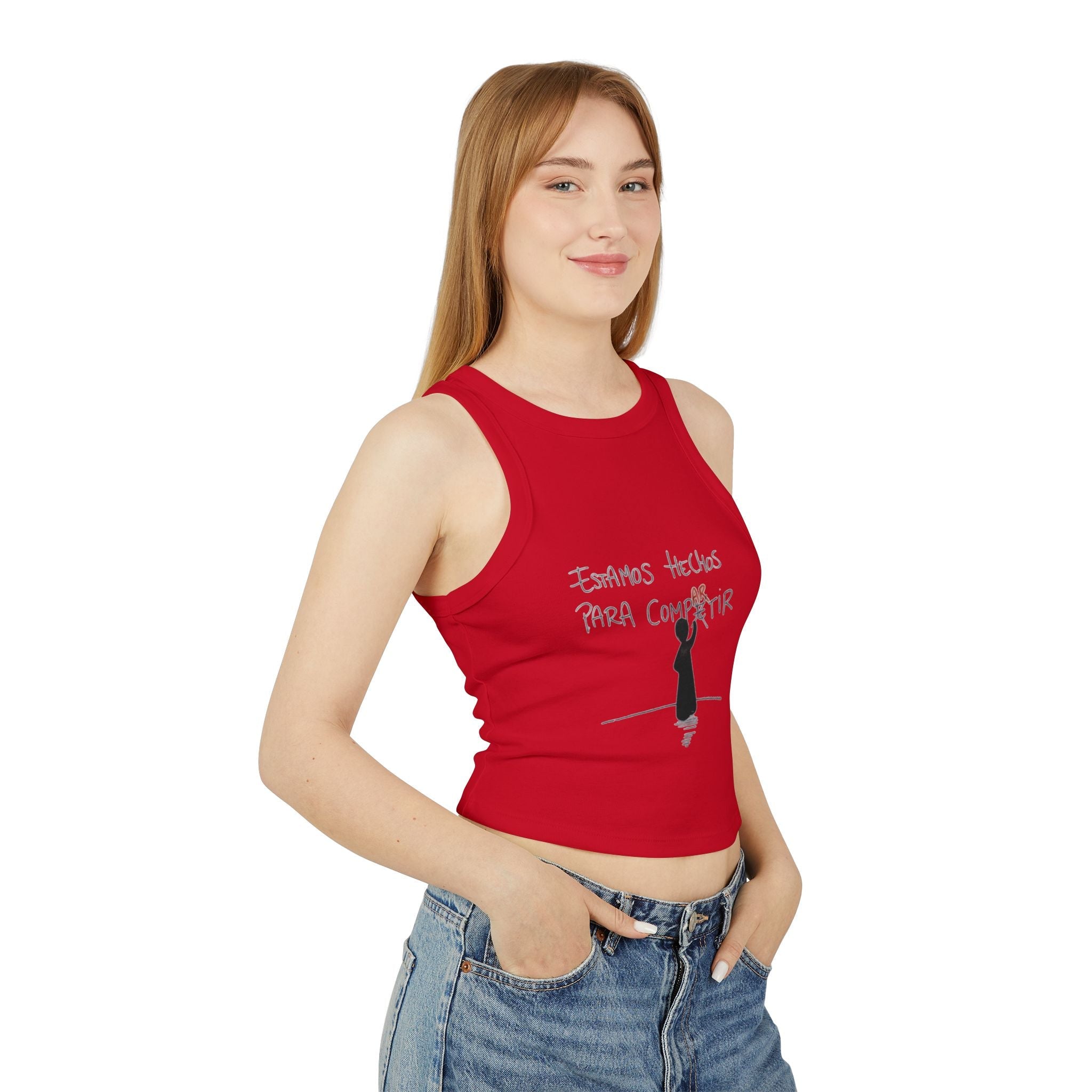 Fuerza, Belleza y Mensaje con Propósito Inspirational Women's Racer Tank Top, Motivational Fitness Shirt, Summer Casual Wear, Gift for Her, Comfortable Activewear, Gym Top - Metamorphosis Creations