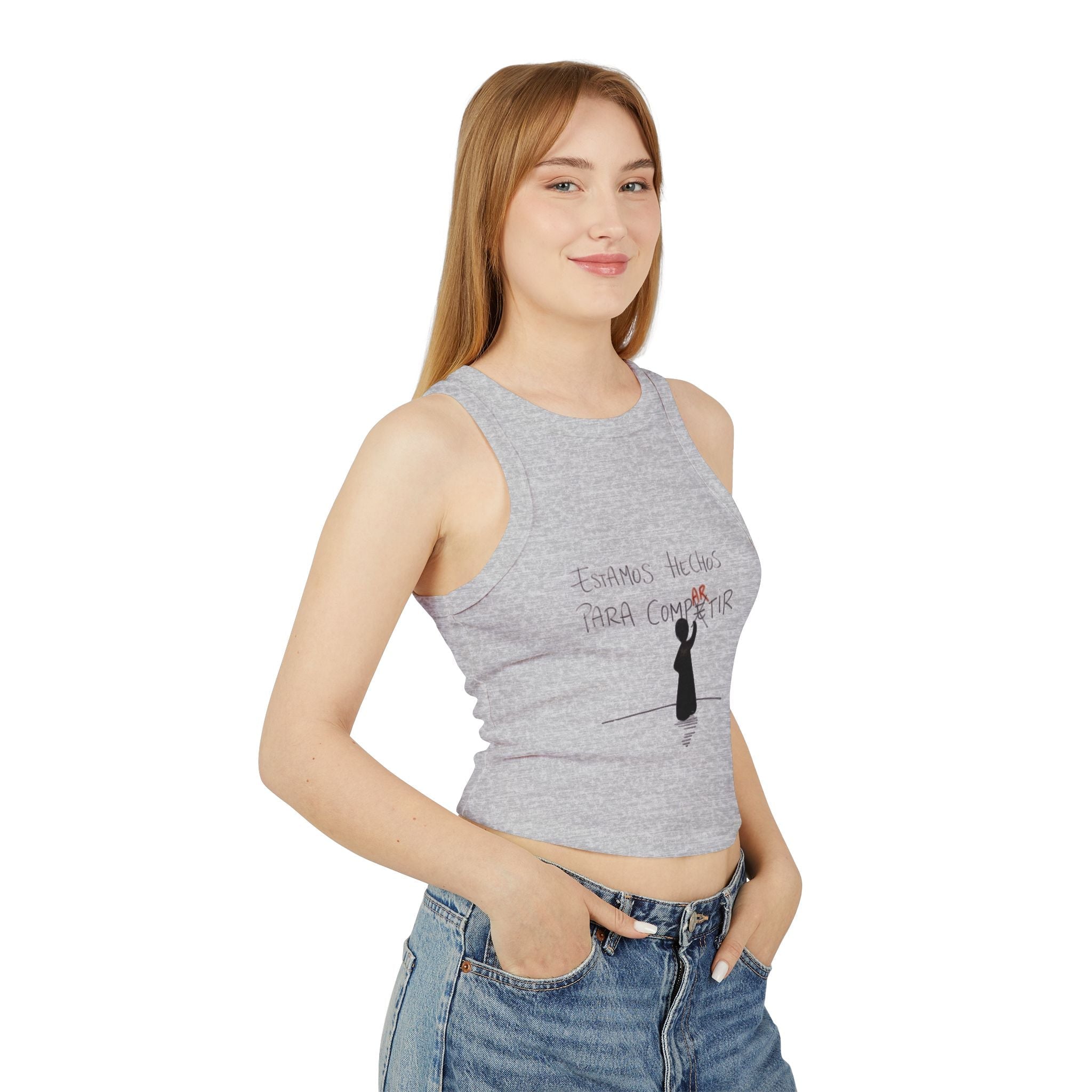 Fuerza, Belleza y Mensaje con Propósito Inspirational Women's Racer Tank Top, Motivational Fitness Shirt, Summer Casual Wear, Gift for Her, Comfortable Activewear, Gym Top - Metamorphosis Creations