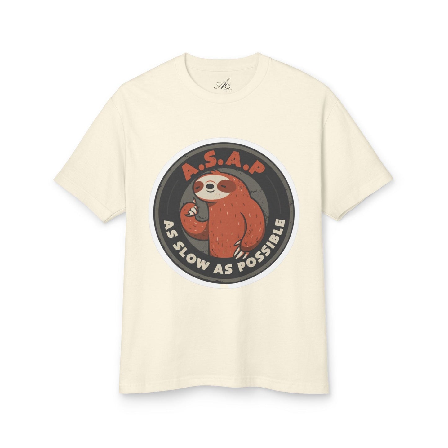 Funny gift idea Sloth - Themed Garment - Dyed Heavyweight Tee, Cute Animal Shirt, AS Slow As Possible Tee, Relaxed Fit Tee, Gift for Sloth Lovers, Funny [...] - Metamorphosis Creations