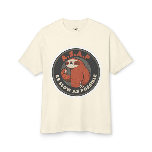Funny gift idea Sloth - Themed Garment - Dyed Heavyweight Tee, Cute Animal Shirt, AS Slow As Possible Tee, Relaxed Fit Tee, Gift for Sloth Lovers, Funny [...] - Metamorphosis Creations