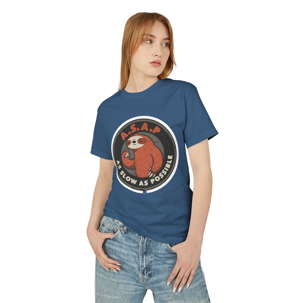 Funny gift idea Sloth - Themed Garment - Dyed Heavyweight Tee, Cute Animal Shirt, AS Slow As Possible Tee, Relaxed Fit Tee, Gift for Sloth Lovers, Funny [...] - Metamorphosis Creations